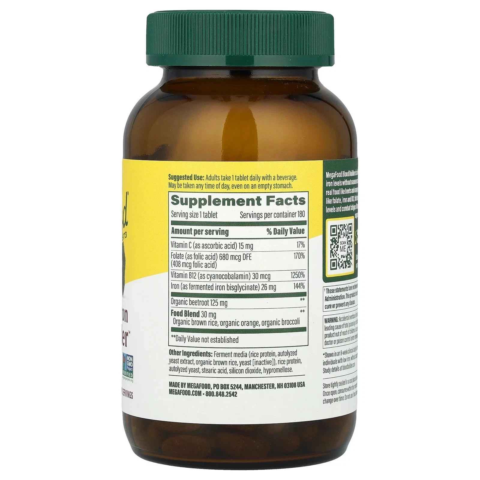 MegaFood Blood Builder 180 Tablets Each (Pack of 2)