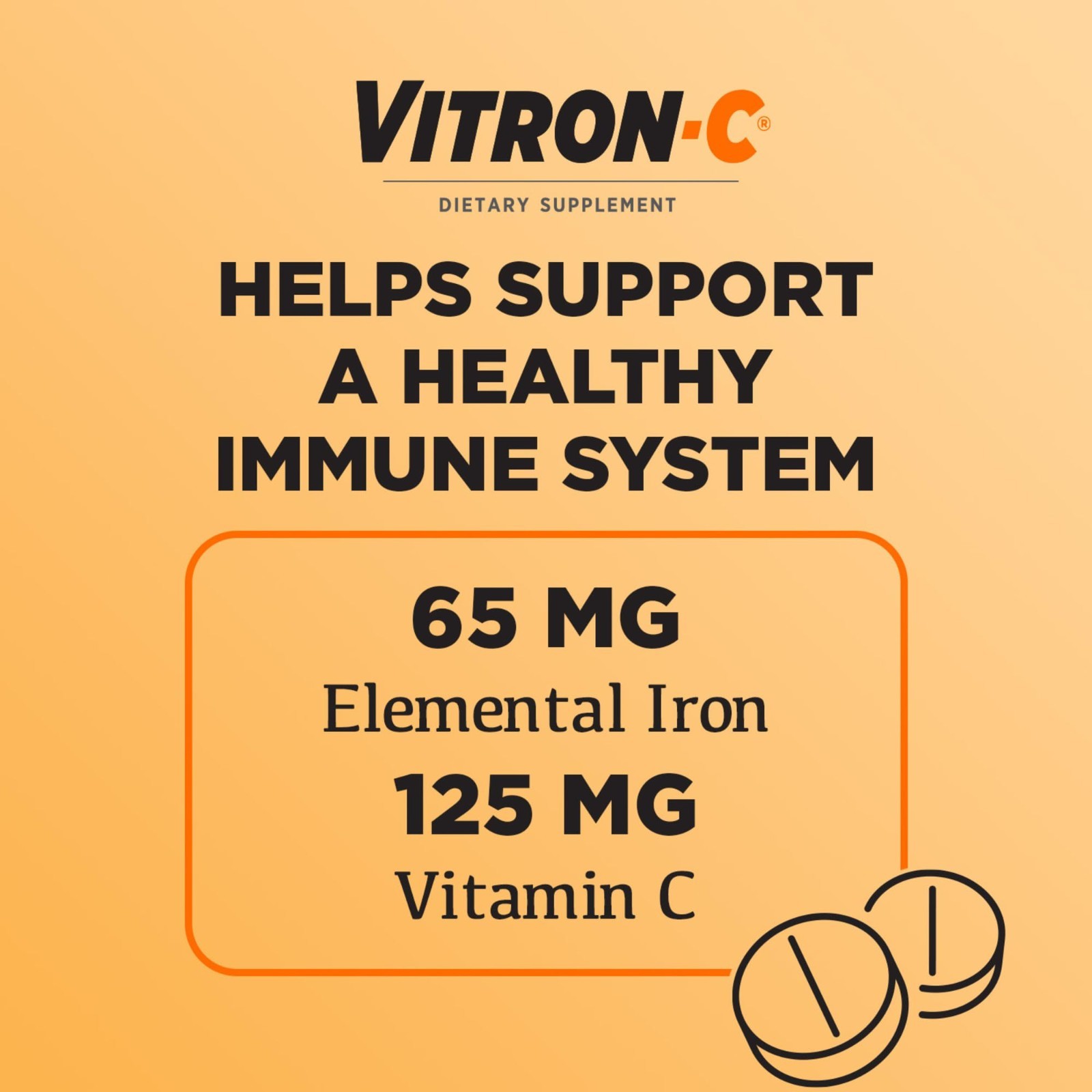 High Potency Iron + Vitamin C Supplement, Once Daily, Dye-Free, 60 Tablets, 2 Pa