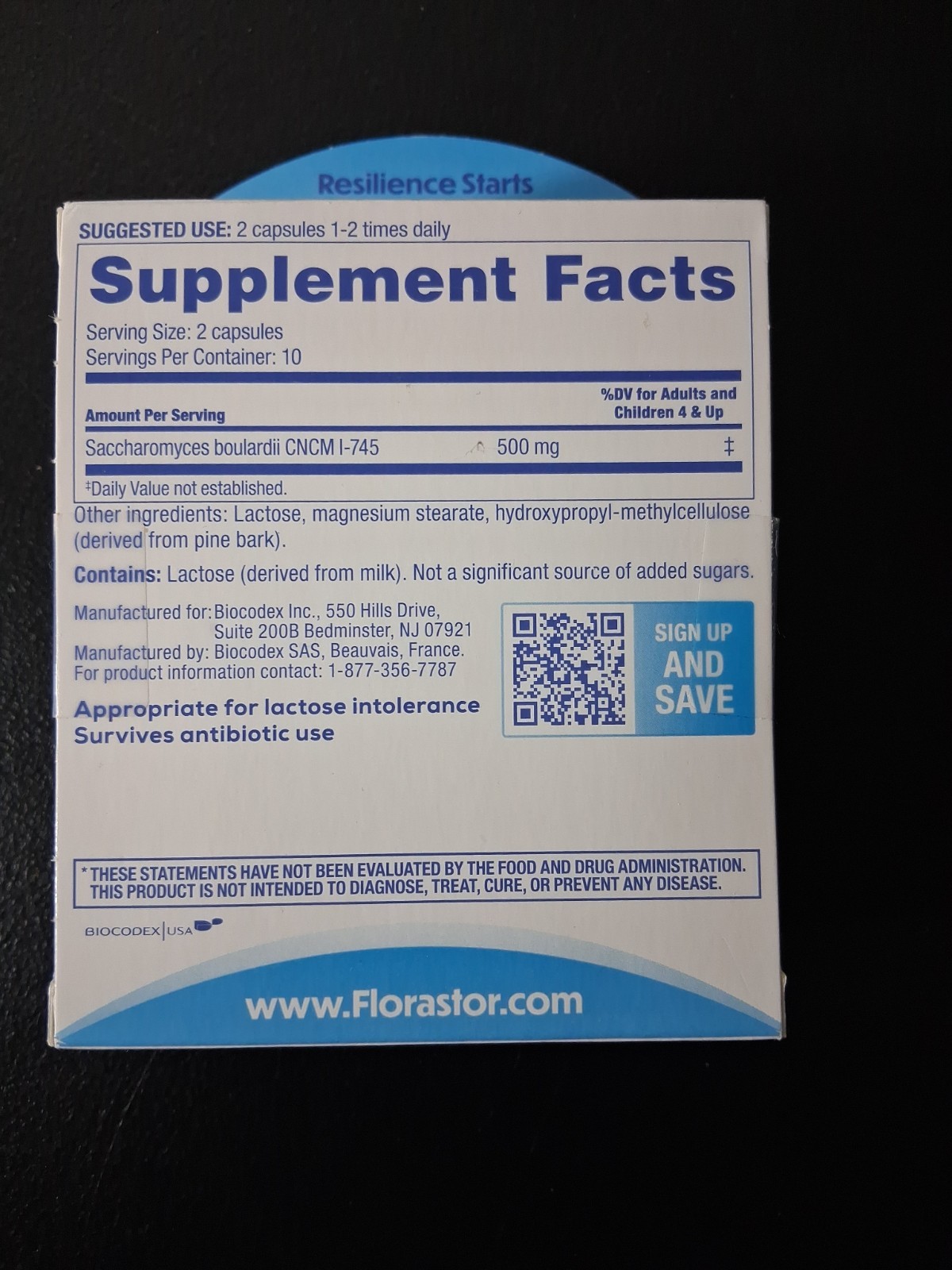 Florastor Dual Action Probiotic Supplement 20 Vegetarian Capsules, Exp 10/2027
