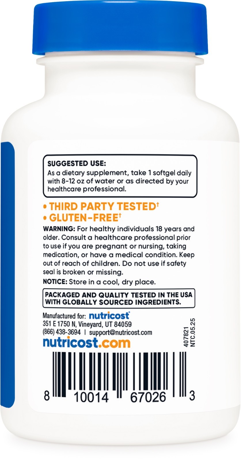 Nutricost Biotin (10,000mcg) with Coconut Oil 150 Softgels