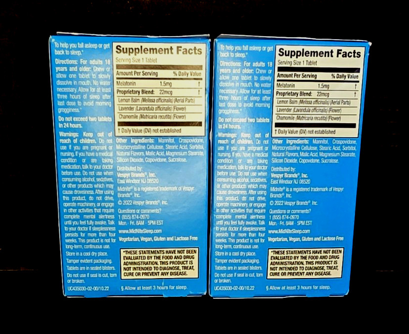 60 MidNite Back to Sleep Cherry Tablets, 1.5 mg Melatonin & Herbal Blend, *READ*