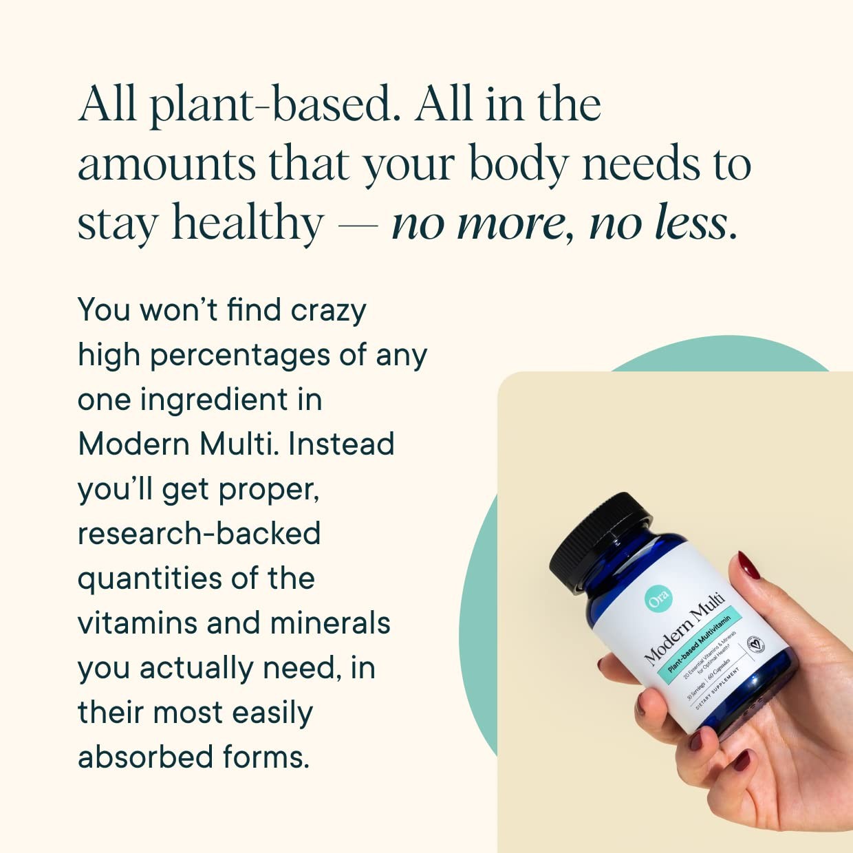 Ora Organic Plant Based Multivitamin for Women 60 Count (Pack of 1), White