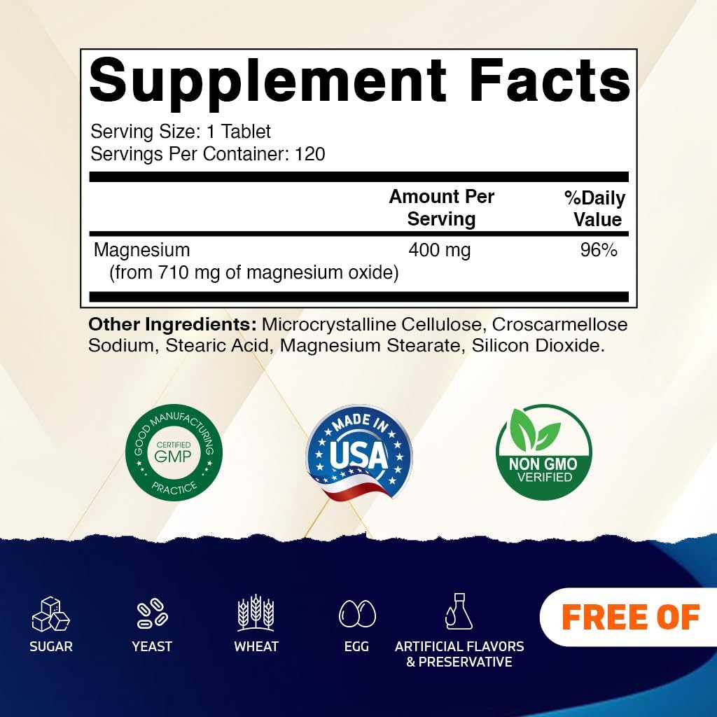 Vitamatic Extra Stregth Magnesium Oxide 400 1 Count (Pack of 120), No Color