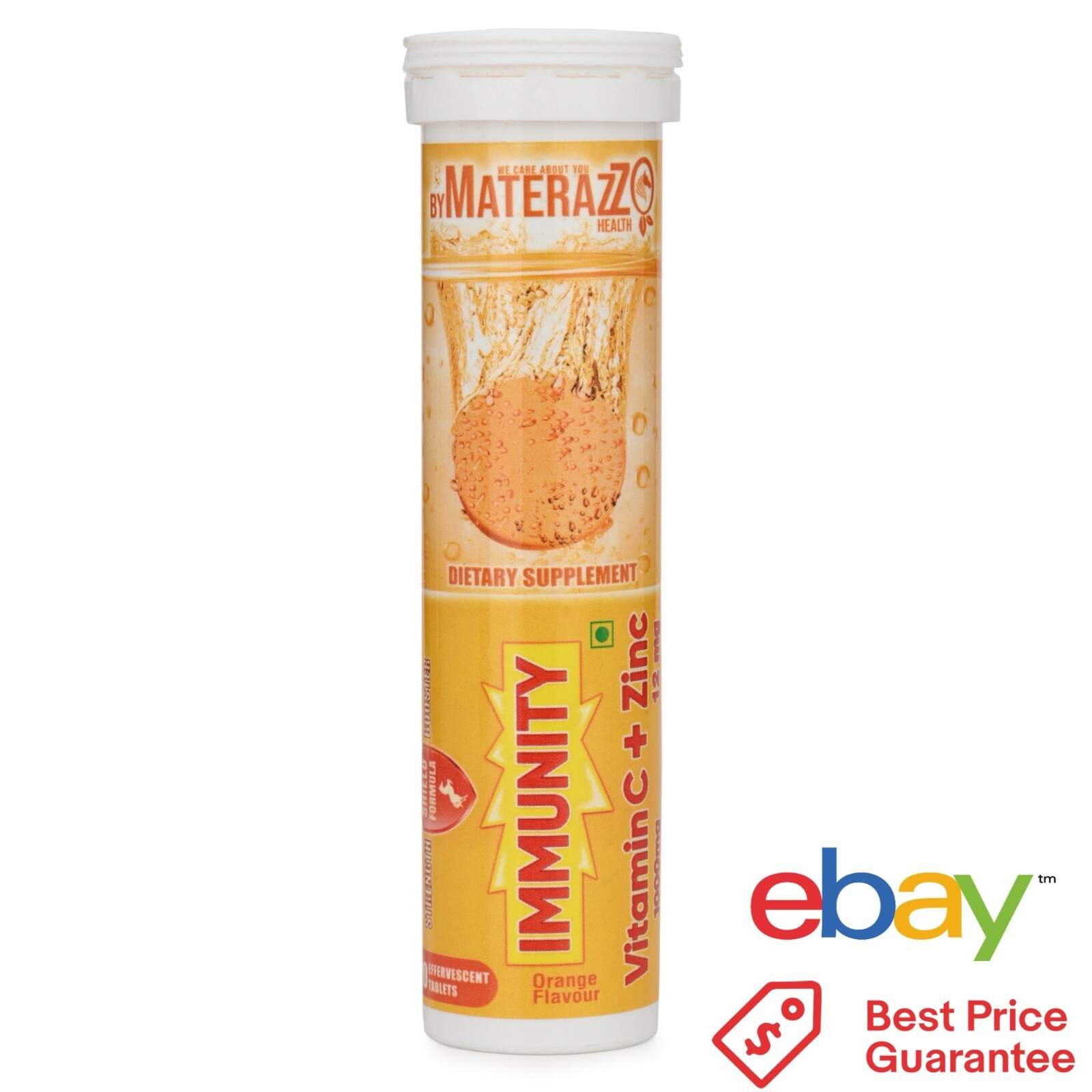 Vitamin C+ 100 Tablets FRESH Zinc Orange Flavored Effervescent Max Absorption