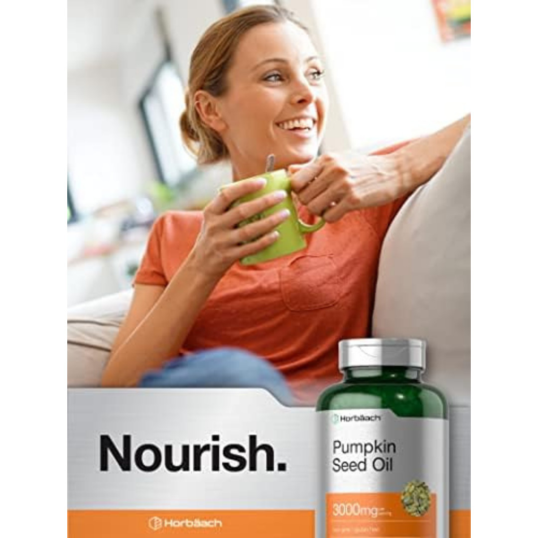 Pumpkin Seed Oil Capsules | 3000mg | 120 Softgels | Cold Pressed | by Horbaach