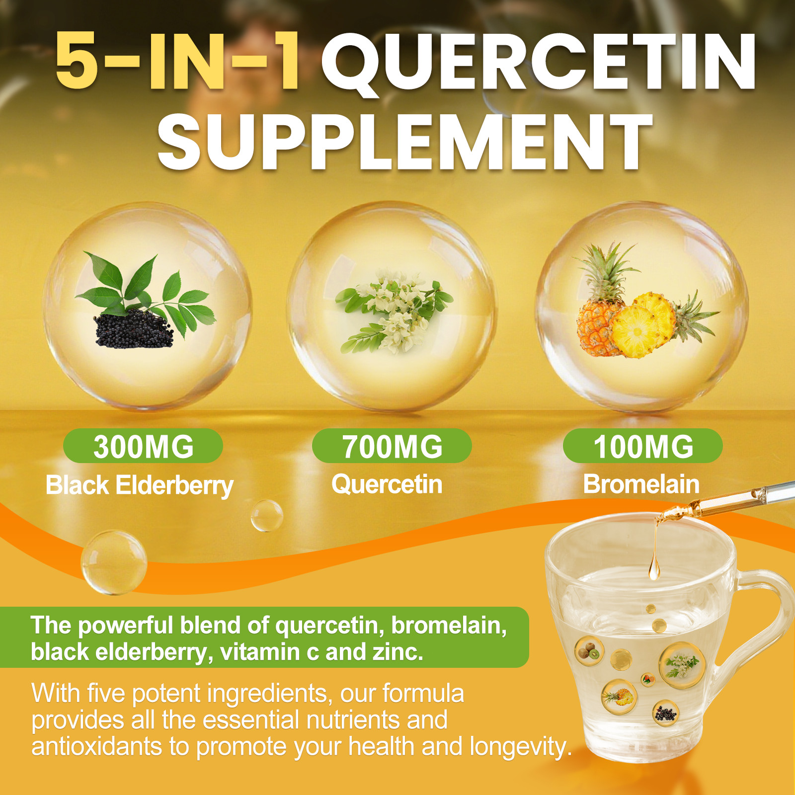 Quercetin Liquid Drops – Quercetin Supplements for Immunity Respiratory Wellness