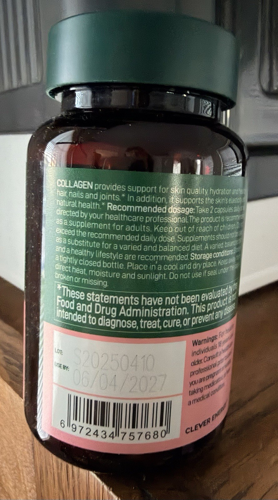 Clever Energy Marine Collagen 800mg Elastin Peptides 60 Capsules Exp 06/2027 NIB