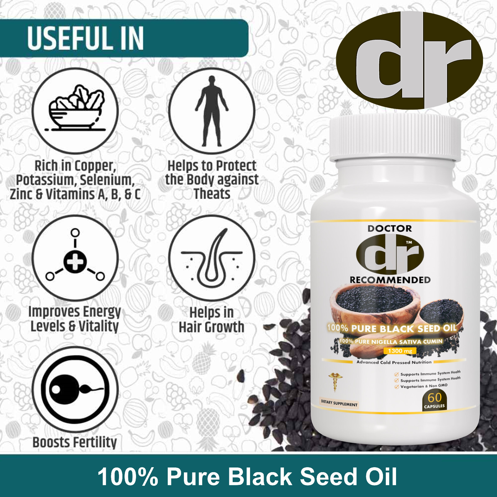 2 Natural Black Seed Oil Capsules 100% Cold Pressed – Immune Support, Detox Aid