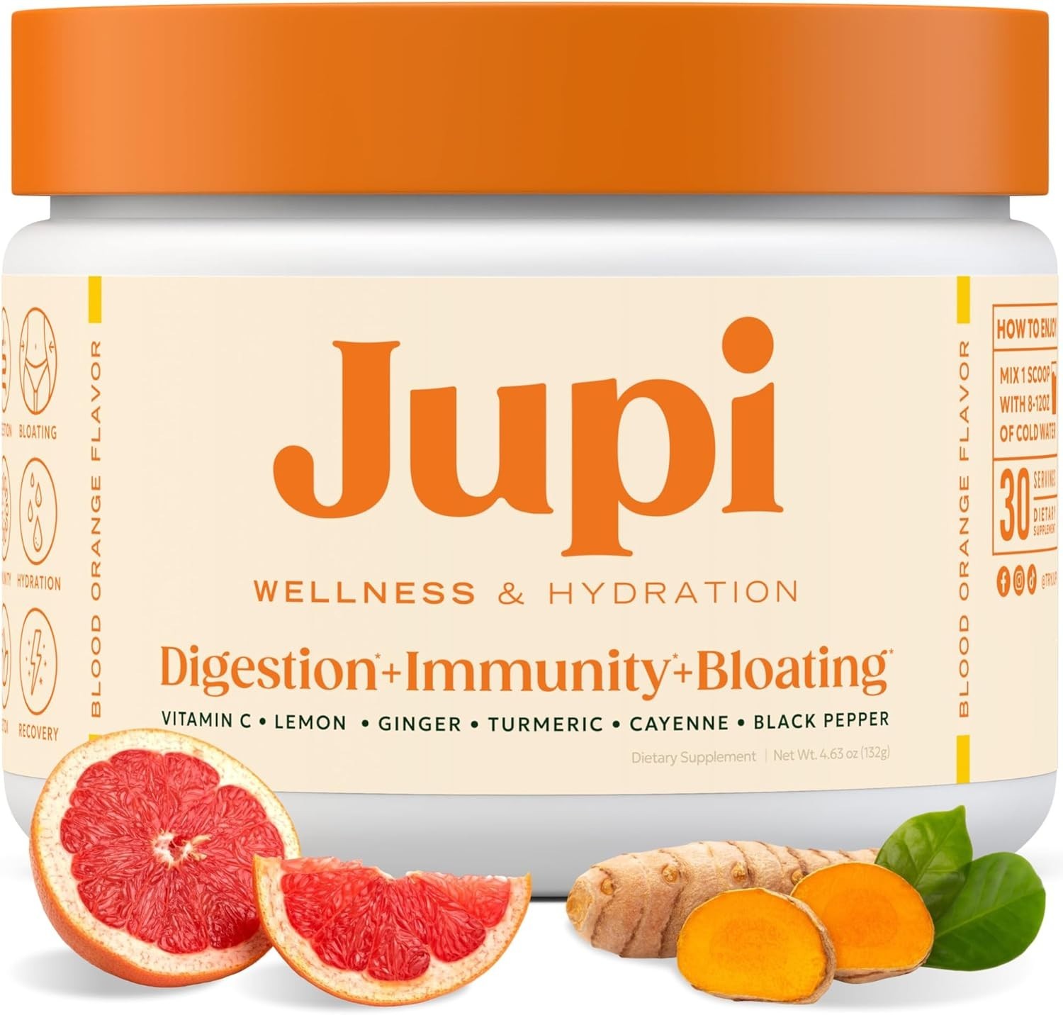 Jupi Hydration & Wellness Powder – Turmeric & Ginger shots, Vitamin C Supplement