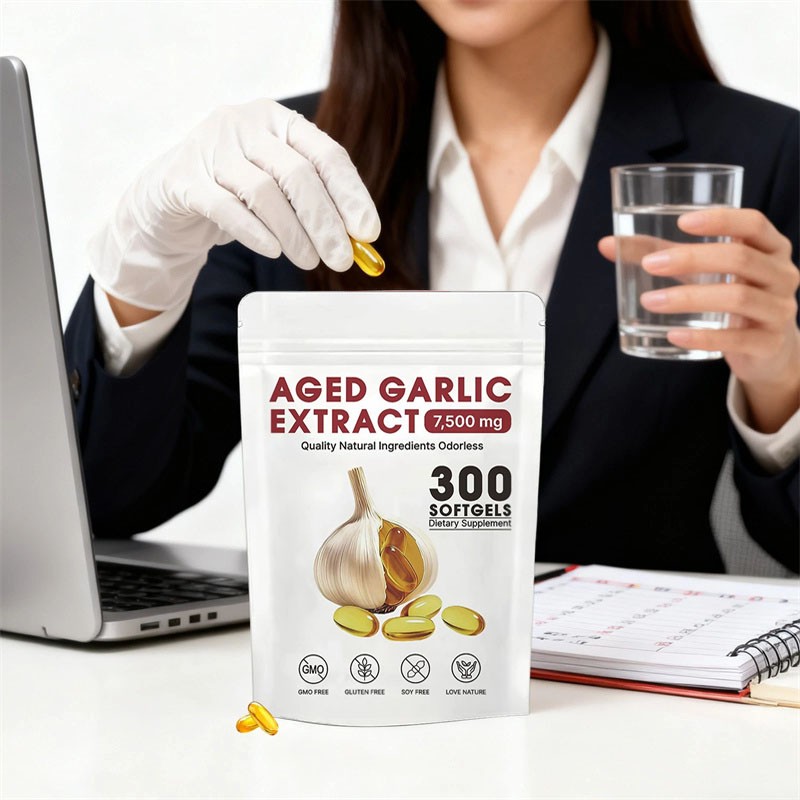 USA Odorless Garlic 7500mg Per Servings, 300 Softgels 2 Years Aged Garlic Extra