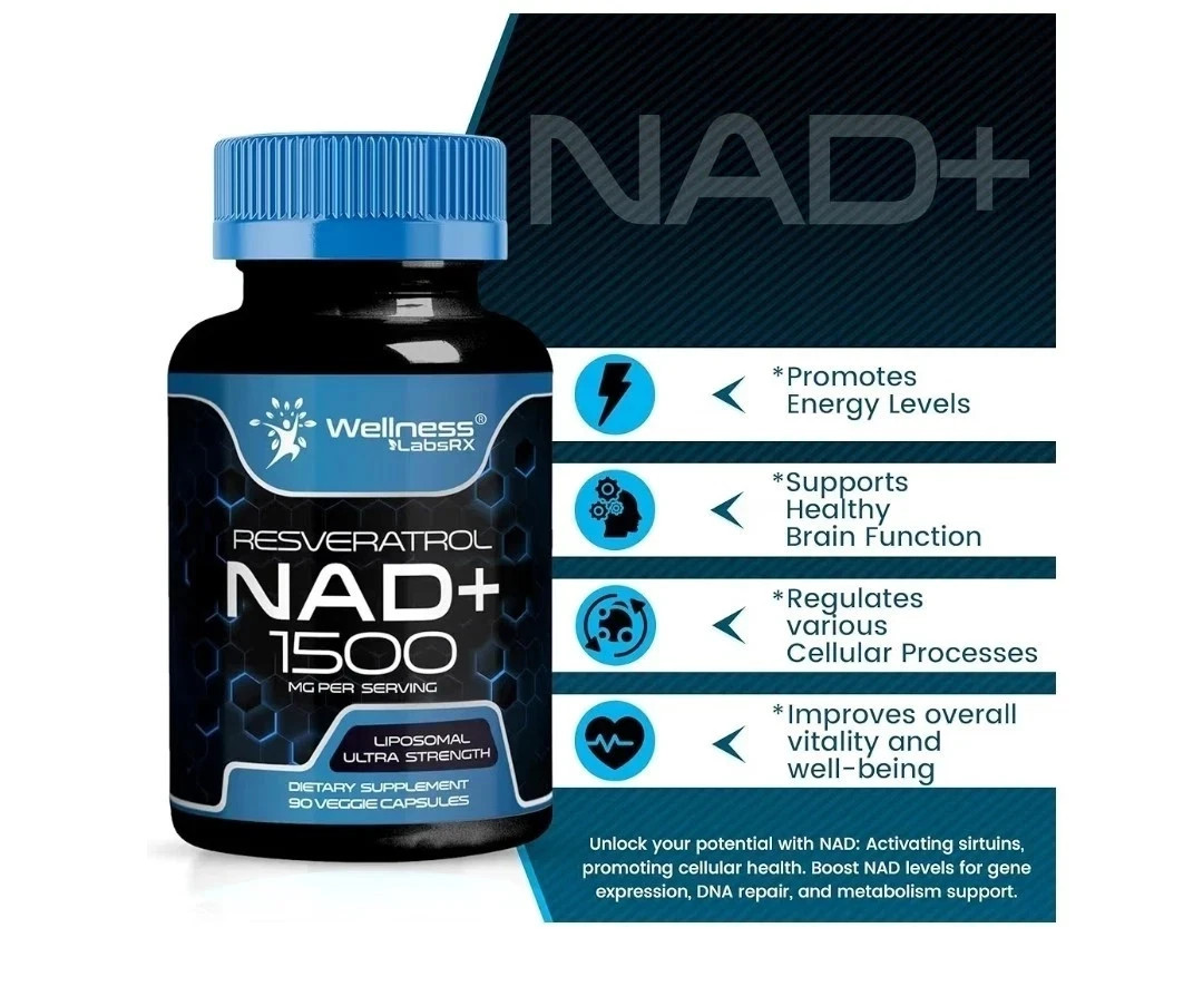 Wellness LabSRX Liposomal NAD 1500mg with Resveratrol USA Made
