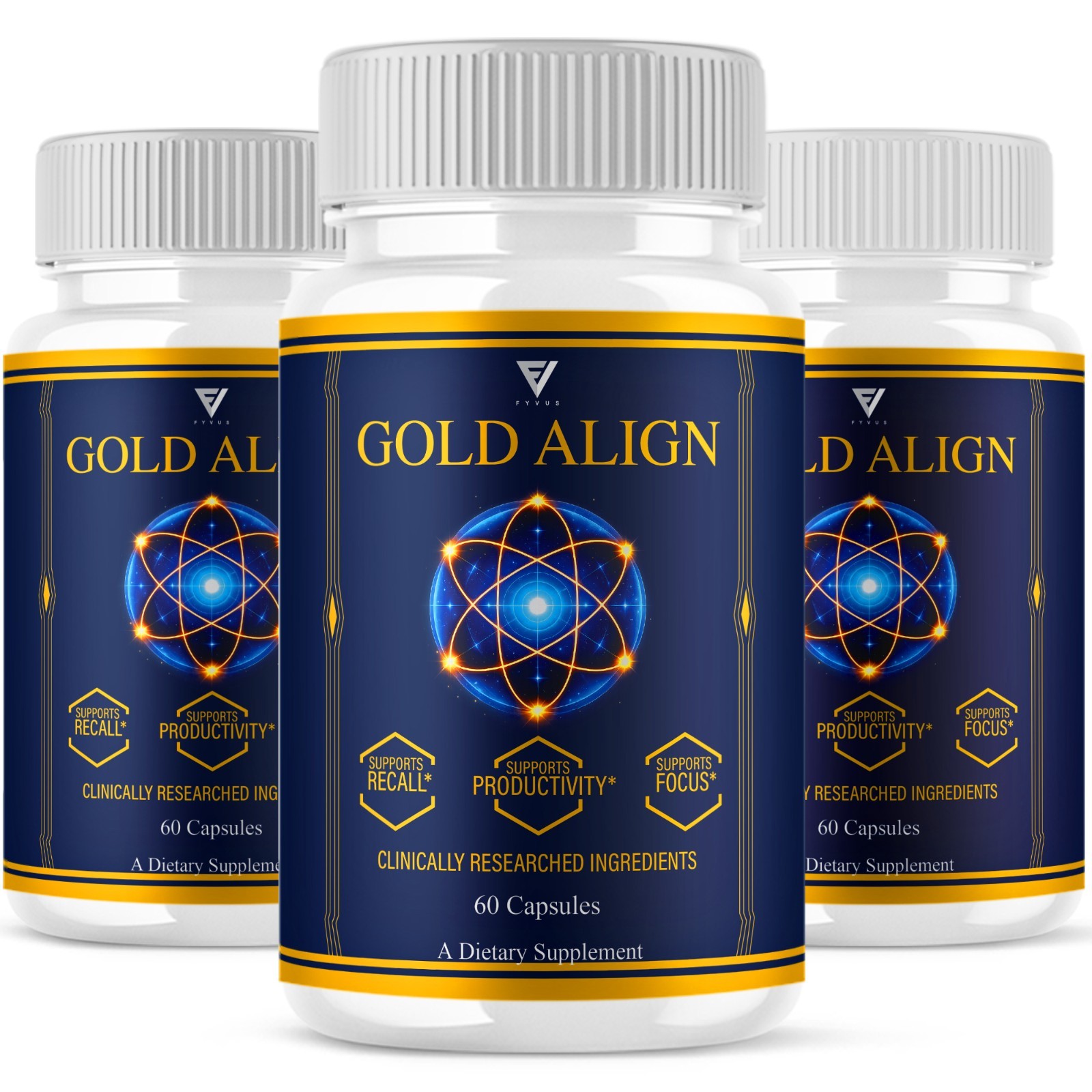 (3 Pack) Gold Align Advanced Brain Support, GoldAlign Supplement (180 Capsules)