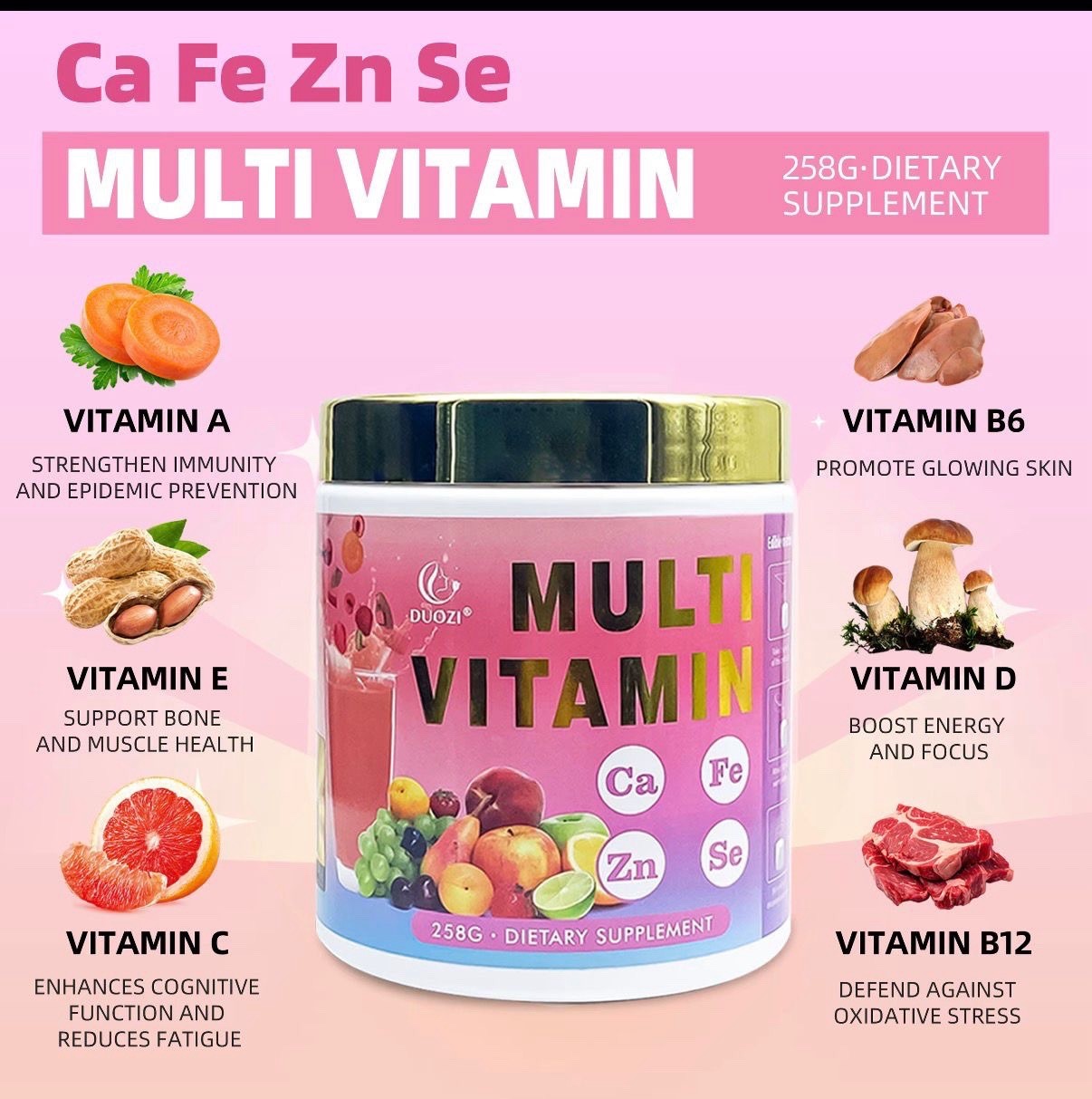 Multivitamin Powder Drink Mix for Men and Women Immune Support