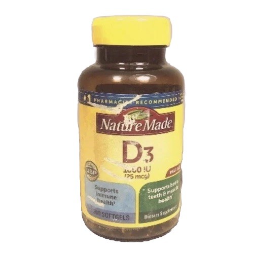 Nature Made Vitamin D3 1000 IU 25mcg Liquid Softgels – 300 Count Expires 08/2025
