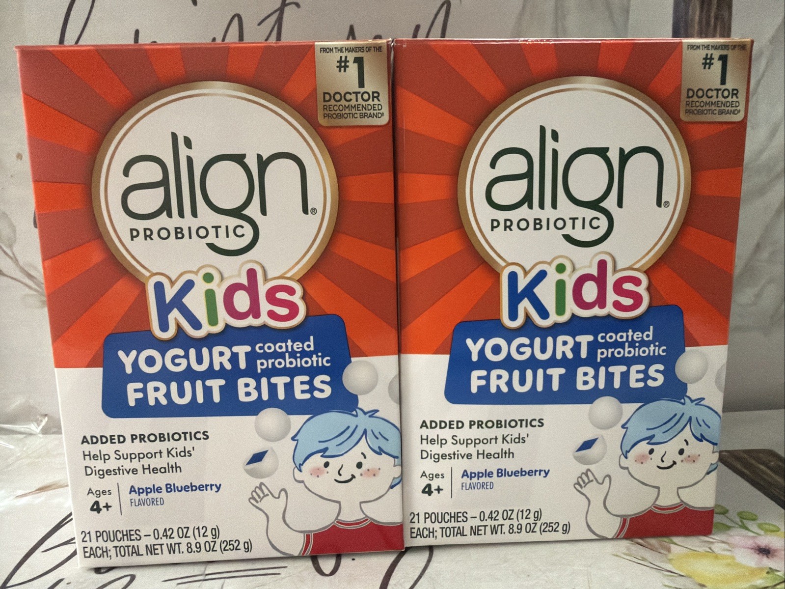 Align Kids Probiotics Yogurt Coated Fruit Bites Apple Blueberry 21 Pouches 2Pk