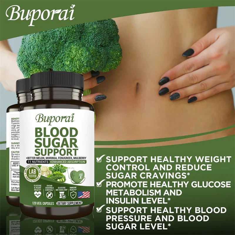 Blood Sugar Support 120pcs, Promotes Energy and Metabolism, Blood Circulation