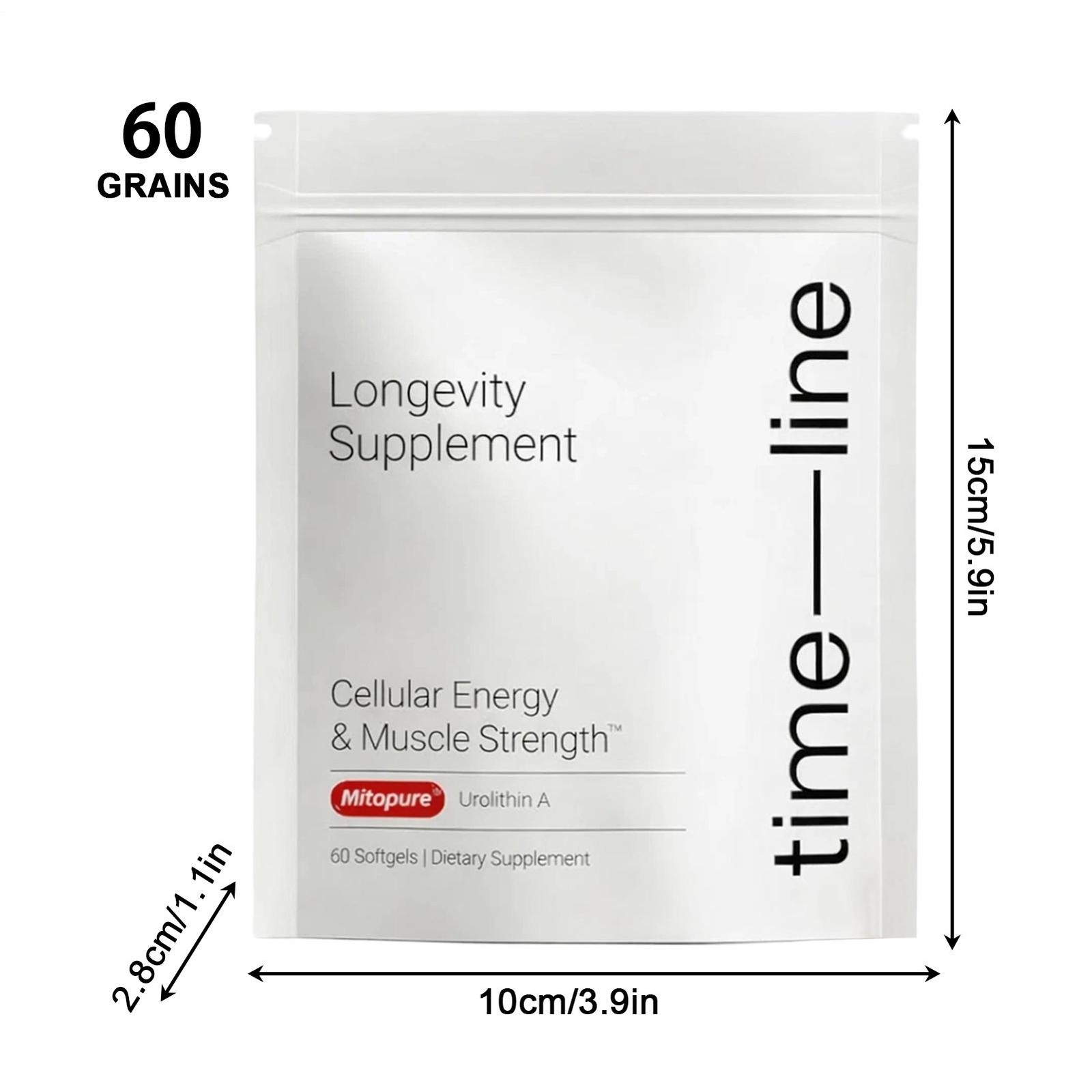 Time-Line Longevity Supplement Urolithin A, 60 Softgels, Muscle Strength Support
