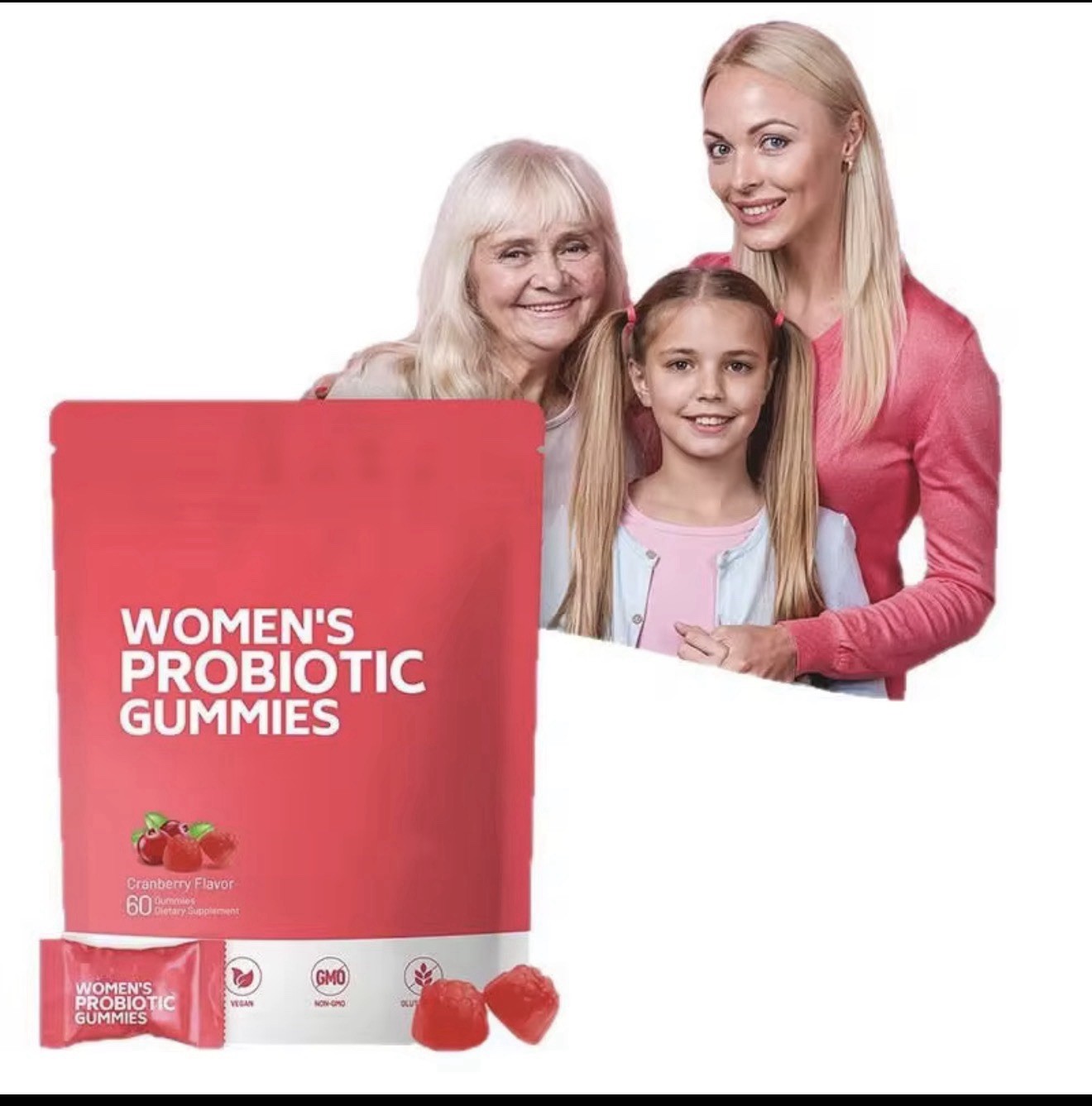 Women’s Cranberry Probiotic Gummies 5B CFU Digestive Health 60ct