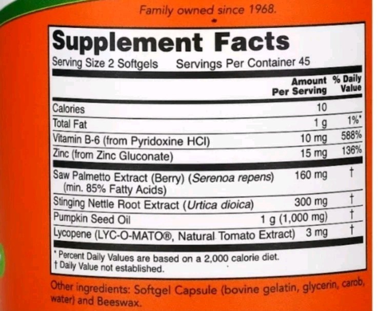 Prostate Support 90 Softgels NOW Foods exp 04/2028
