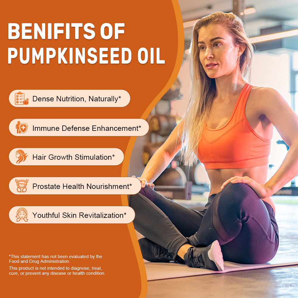 Pumpkin Seed Oil 3000mg Capsules – Supports Prostate Health & Skin Wellness