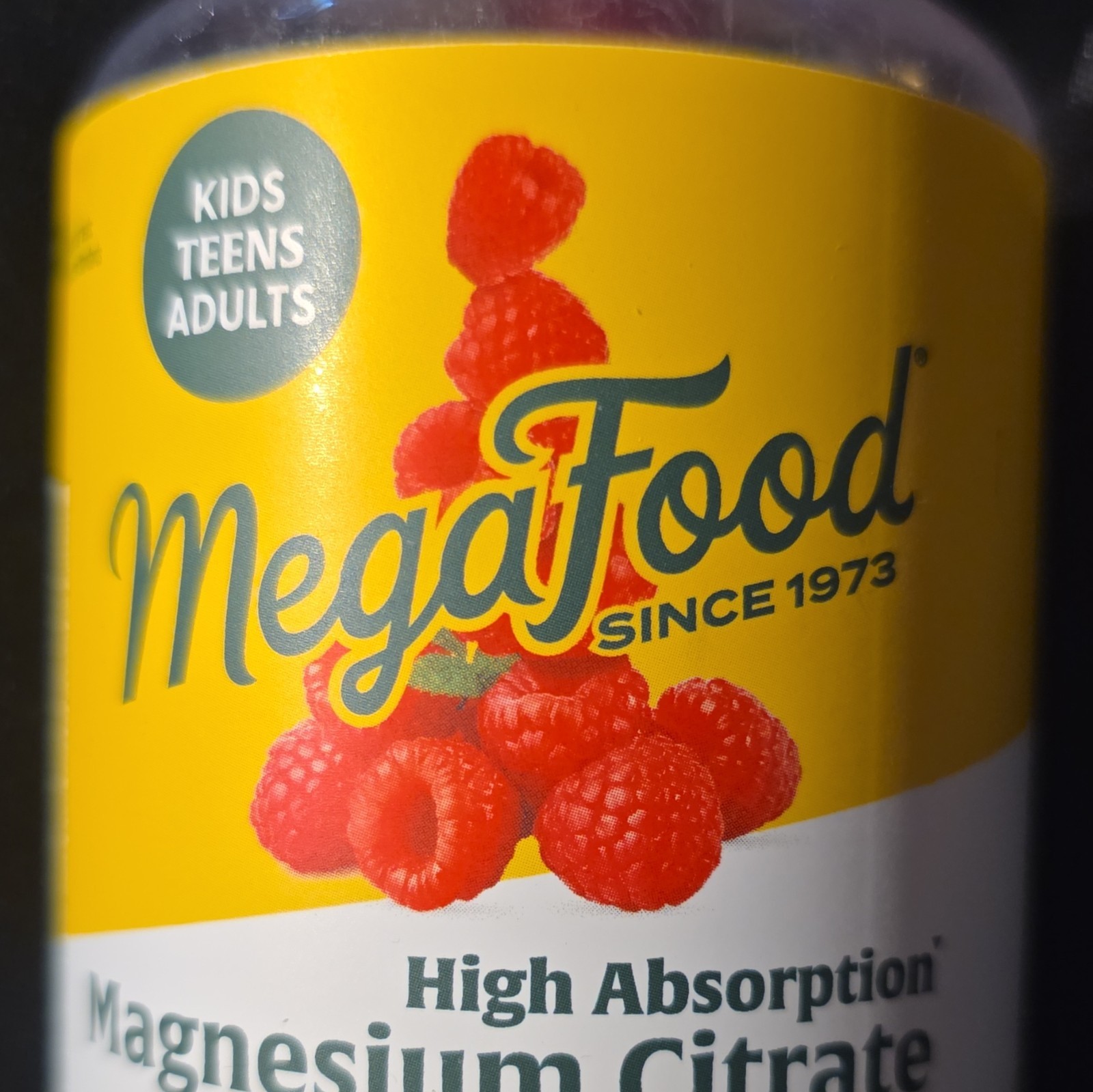 MegaFood Magnesium Citrate Gummies 100mg Raspberry Gluten-Free Vegan 60 Ct