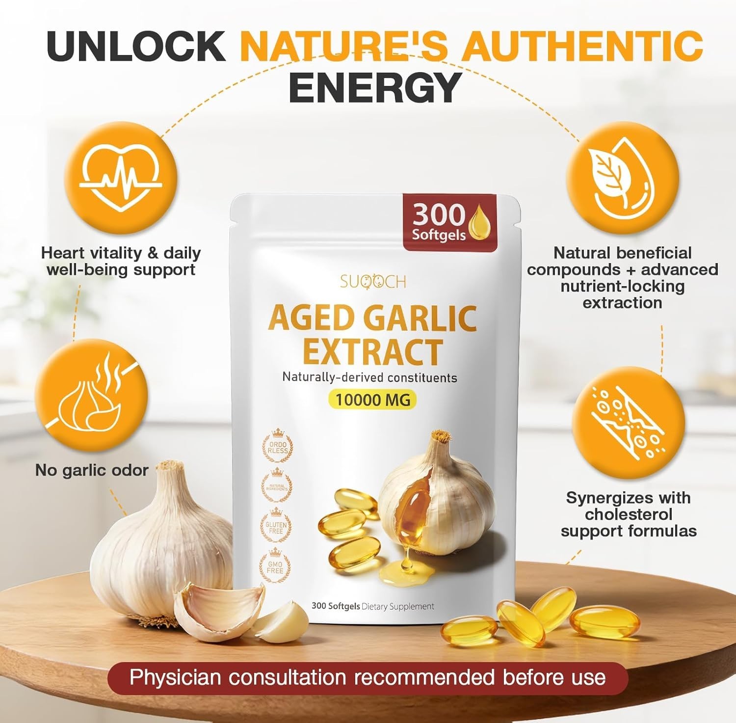 Aged Garlic Extract – 300 Count Aged Garlic Supplements for Daily Wellness & …
