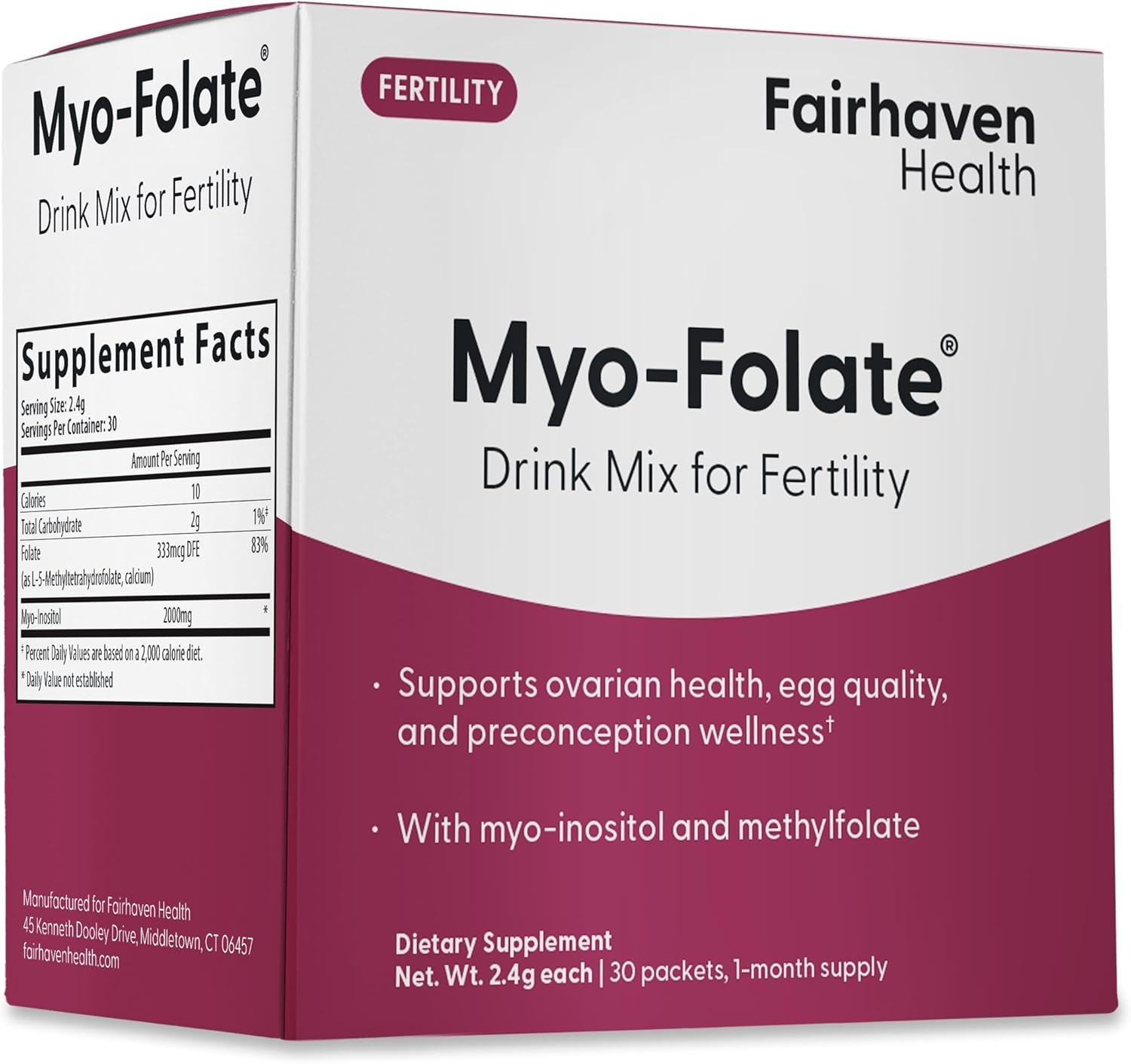 Myo-Folate Powder for Women – 1 per Day, Female Fertility Supplement, Ovarian…