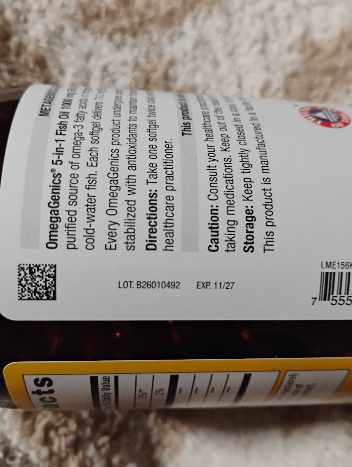 metagenics Sealed OmegaGenics 5-in-1 Fish Oil 1000Mg 120 Soft Gel Lemon Flavor