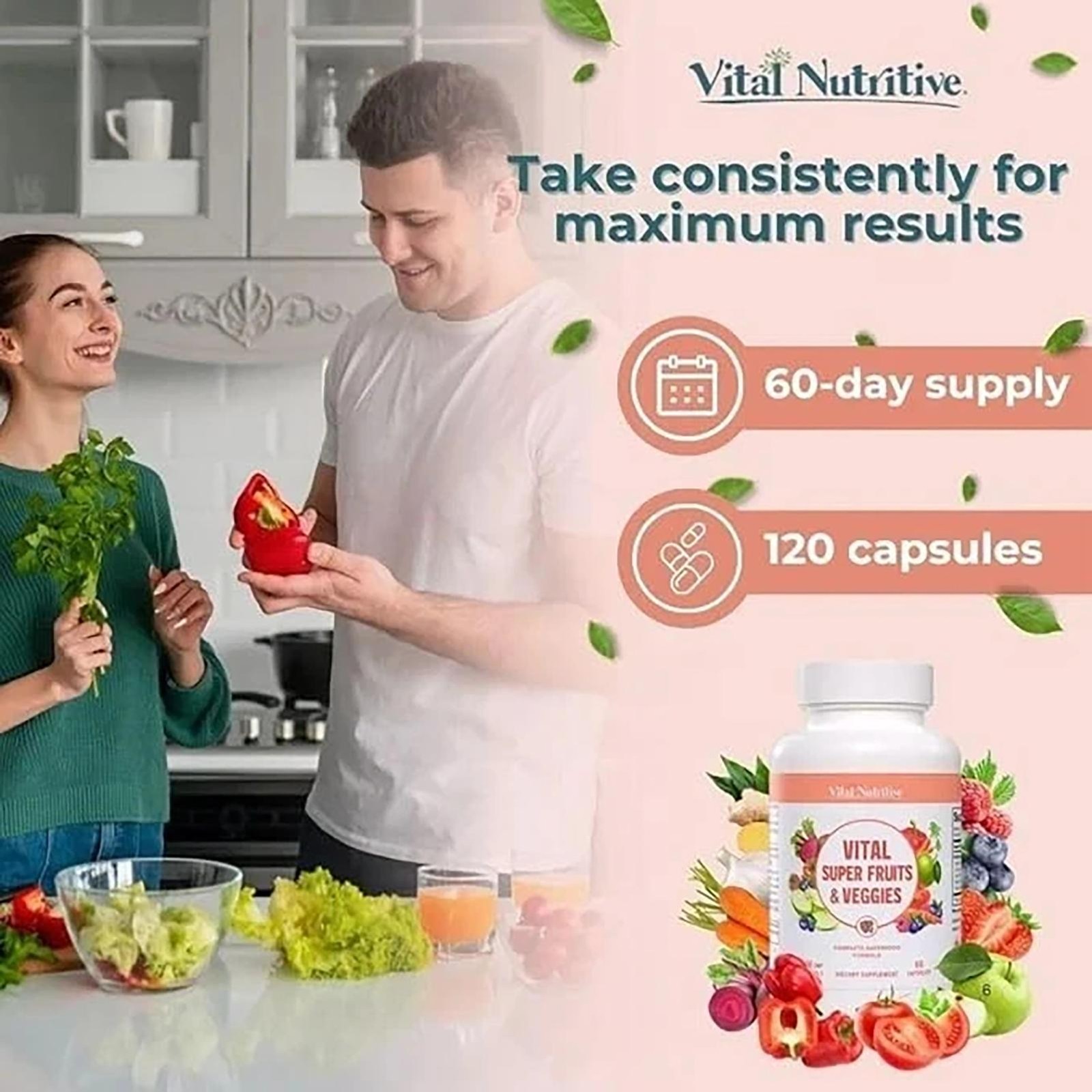 Vital Super Fruits and Veggies Powerful Daily Superfood 60 Capsules