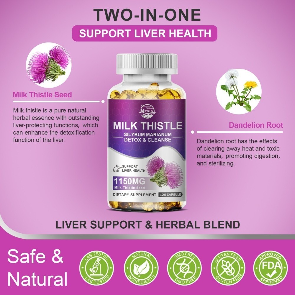 Milk thistle capsules support inflammation of the liver and thyroid gland 120pc