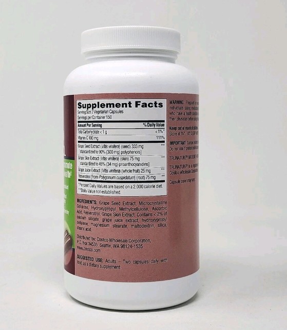 Trunature Grape Seed & Resveratrol, 300 Capsules Exp: 05/26