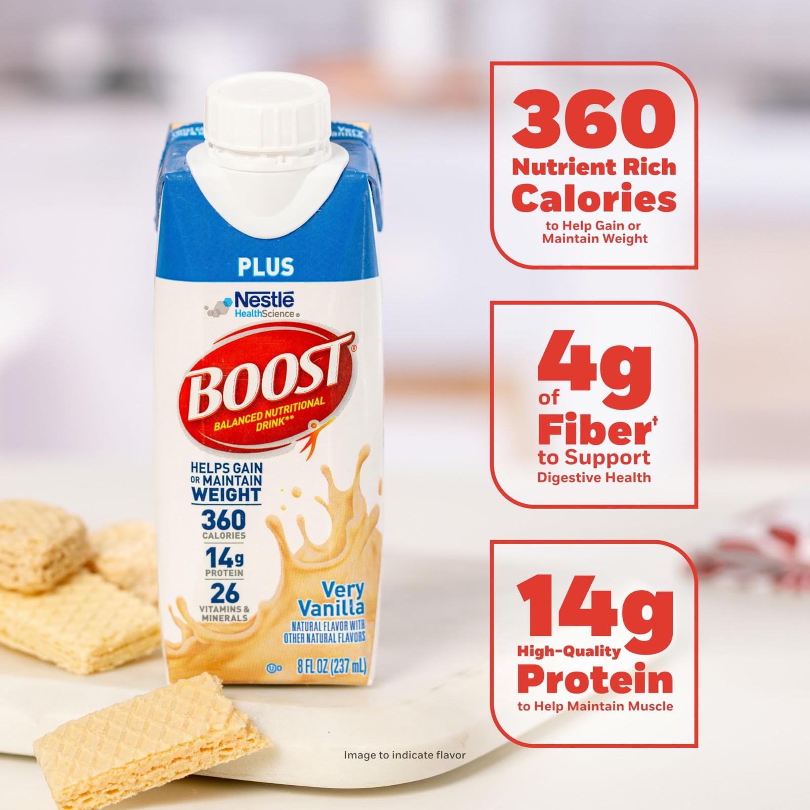 BOOST Plus Nutritional Drink, Very Vanilla, 8 fl oz (Pack of 24)
