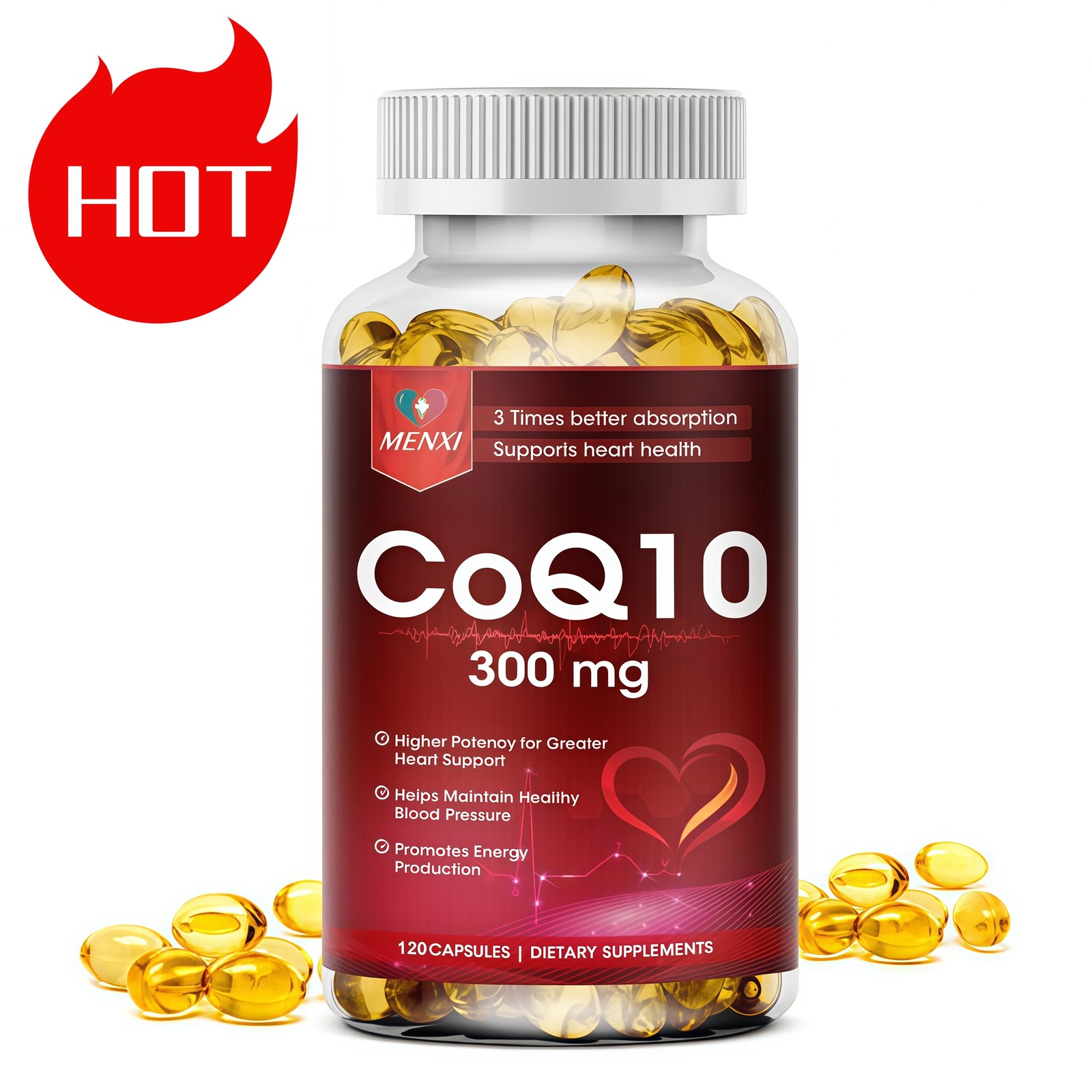 CoQ 10 Coenzyme Q10 Vegan Softgel 300mg Cardiovascular Heart Health 120 Capsules