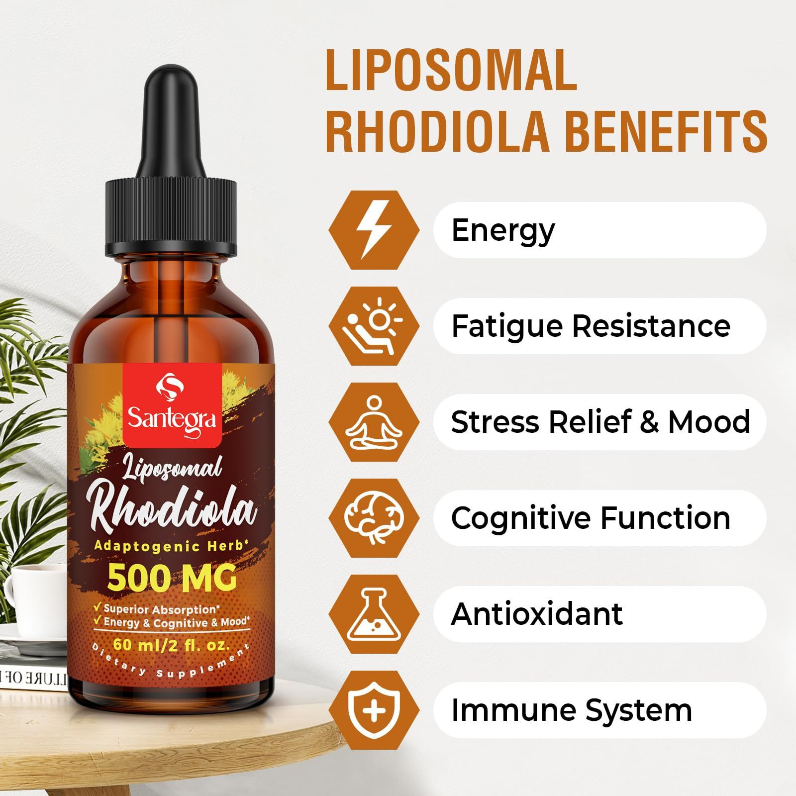 57,000 MG Liposomal Active Rhodiola Rosea Supplement with 2 Fl Oz (Pack of 1)