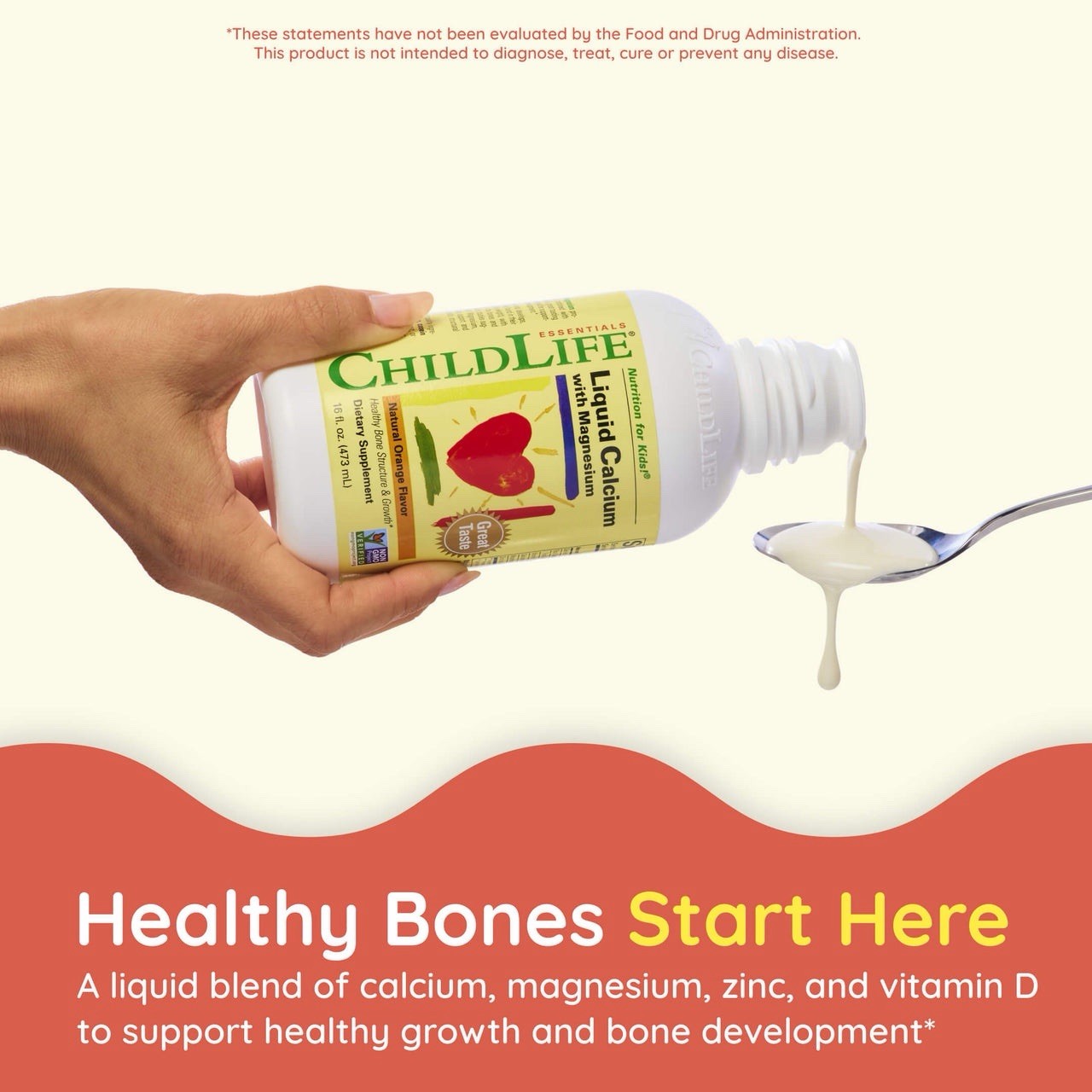 Child Life LIQUID CALCIUM with Magnesium, Natural Orange, 16 fl oz (473 mL) NEW