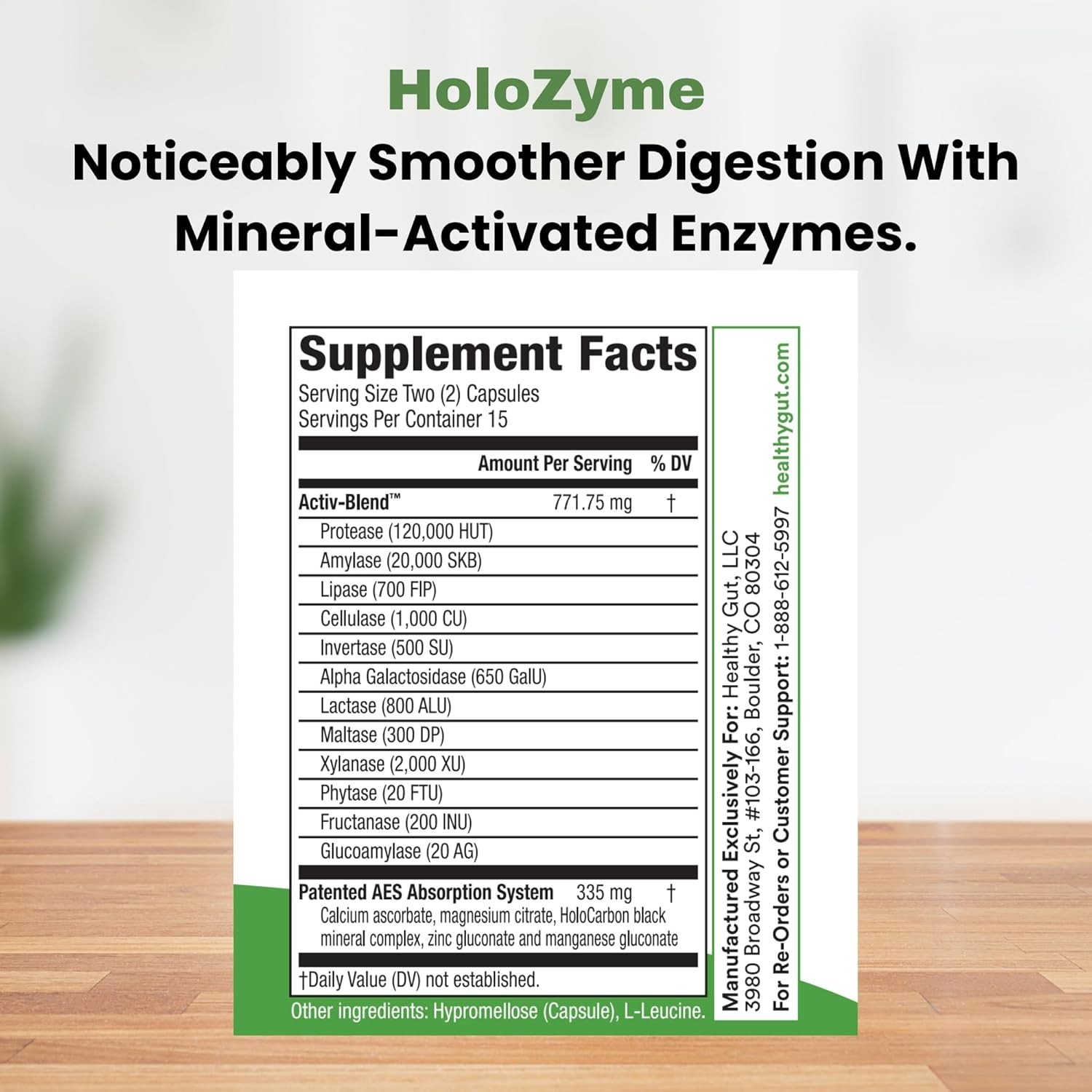 Healthy Gut HoloZyme Digestive Enzyme Supplement 15 Servings Sample Bottle..