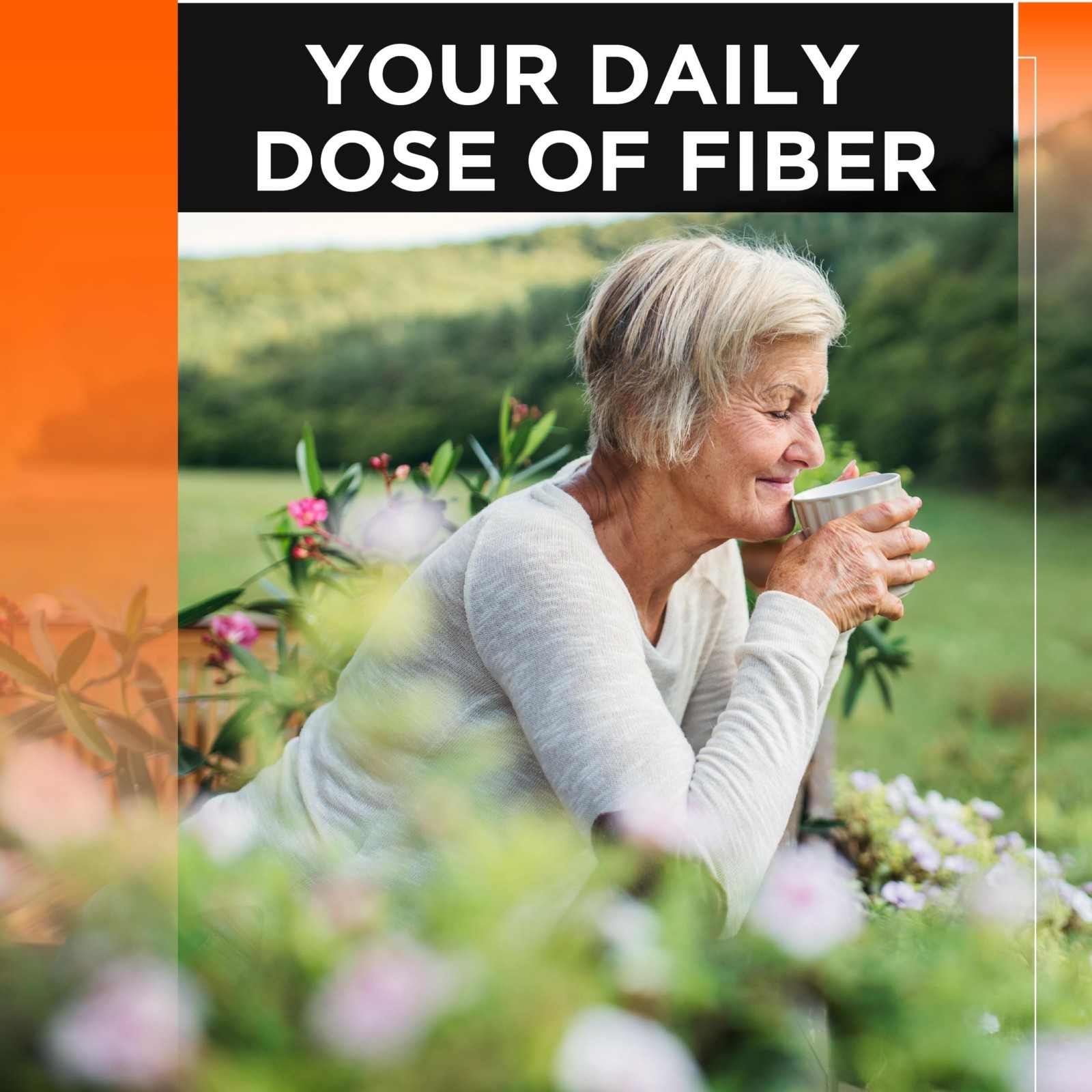 Sugar Free Fiber Powder – Naturally Derived Vegetable Formula, 48 Doses, Orange