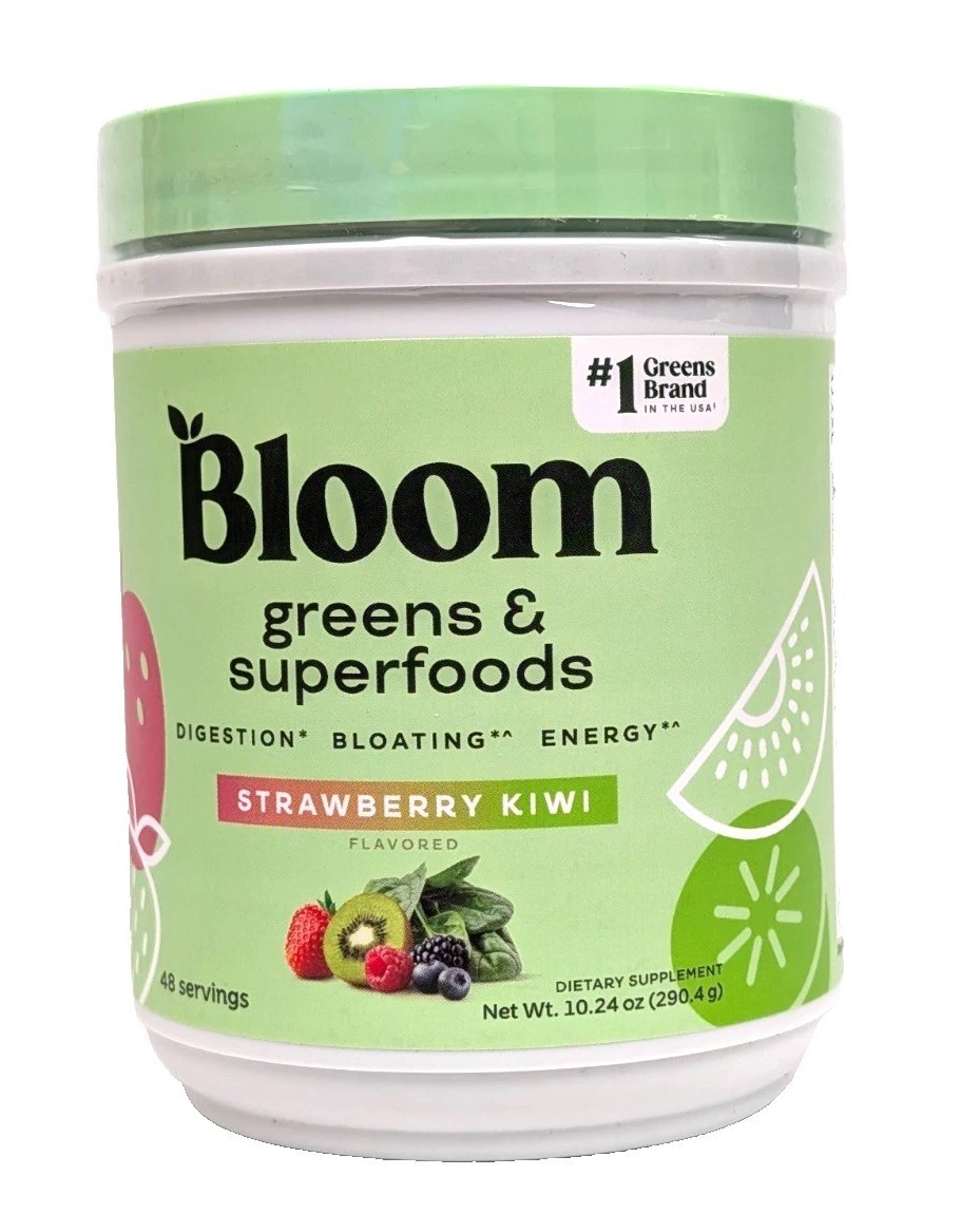 Bloom Nutrition Greens & Superfoods 2-PACK, Strawberry Kiwi 48 Servings EXP 9/26