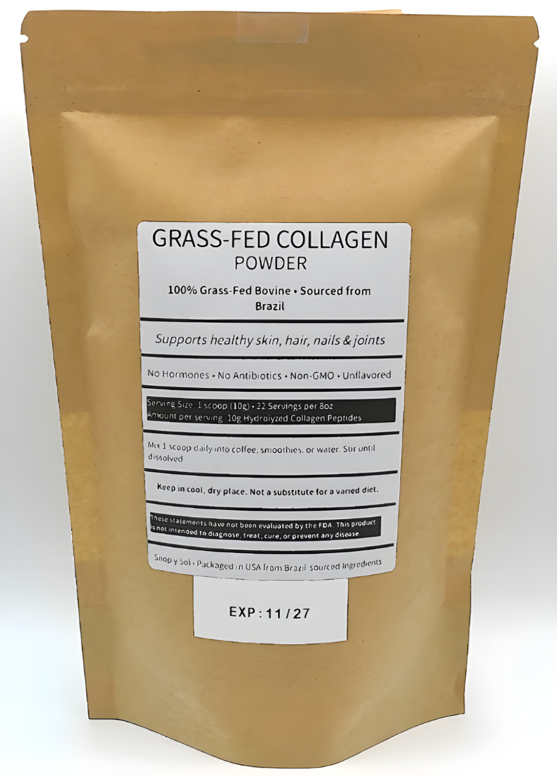 100% Grass-Fed Collagen Peptides Powder | 8oz | Hair, Skin & Nails Support