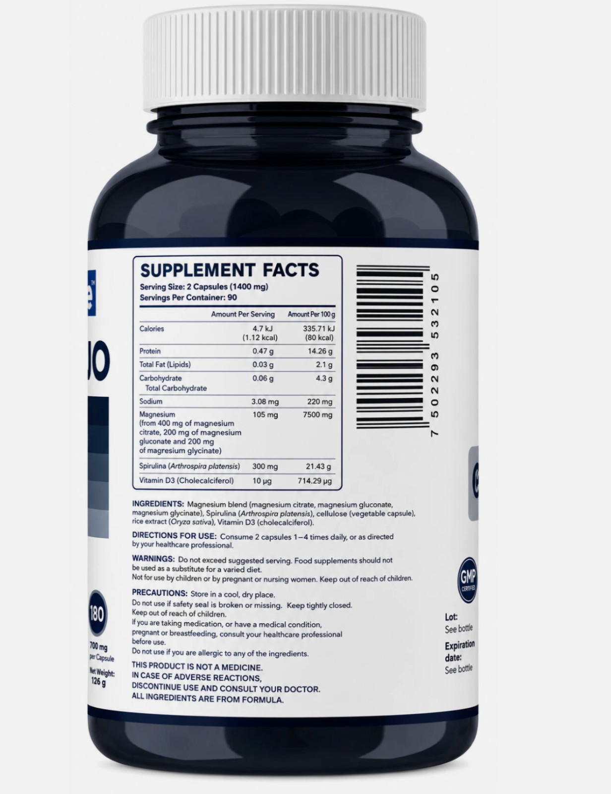 MultiBlue Magnesium Blend Formula Gluten Free 180 Capsules