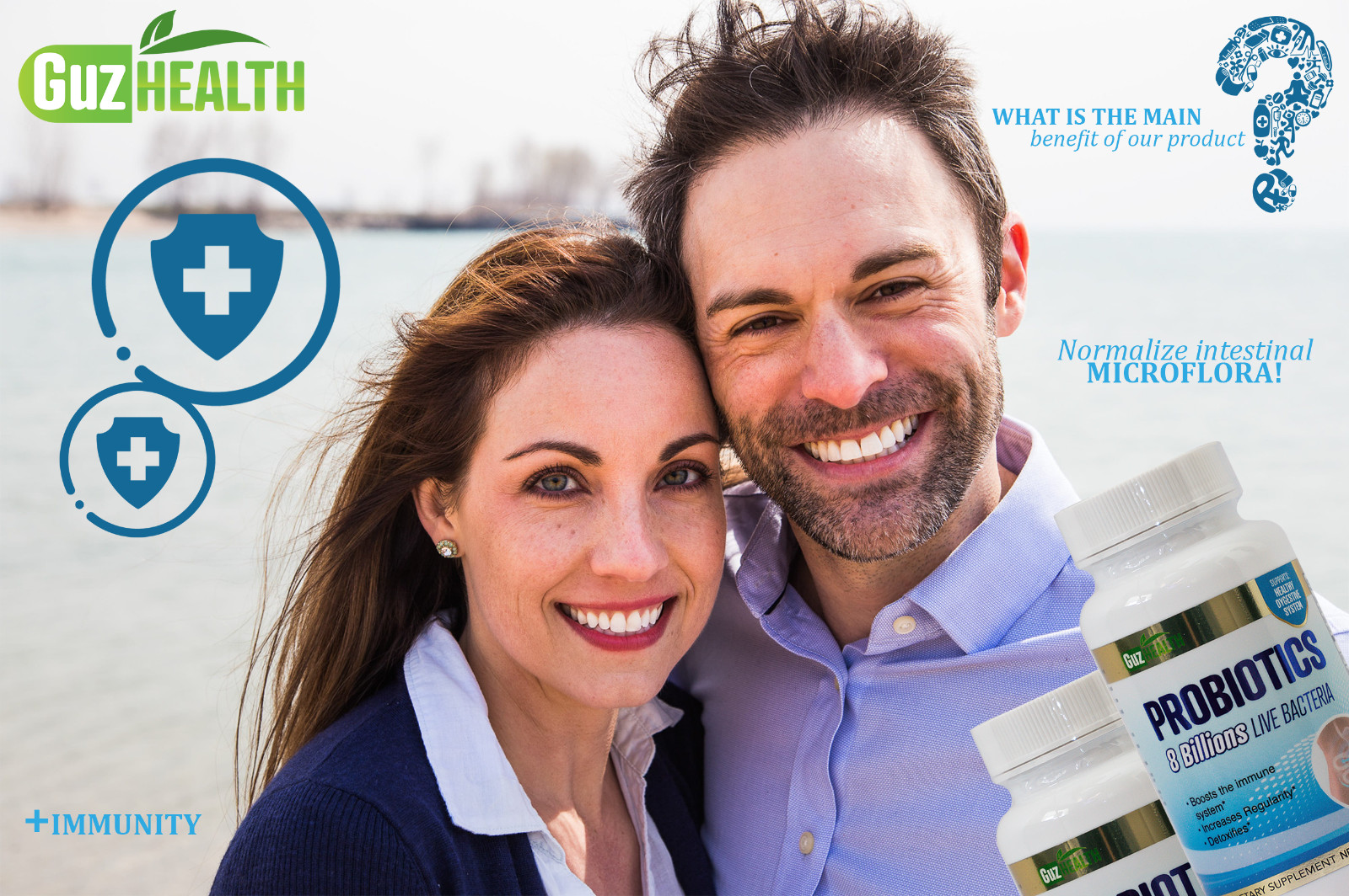 PROBIOTICS – 2x 8 Billion LIVE Bacteria 60 Capsules & FREE VITAMIN C 120CAPSULES