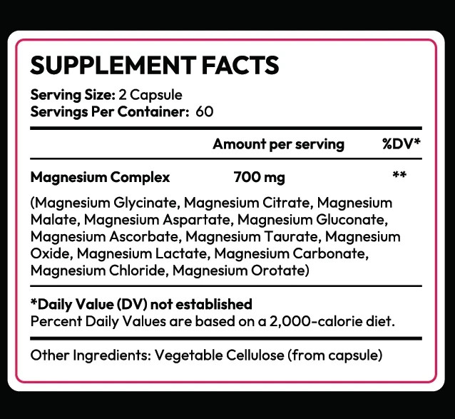 Magnesium 12 in 1 Complex 700mg Glycinate Citrate Malate Taurate Daily Support-