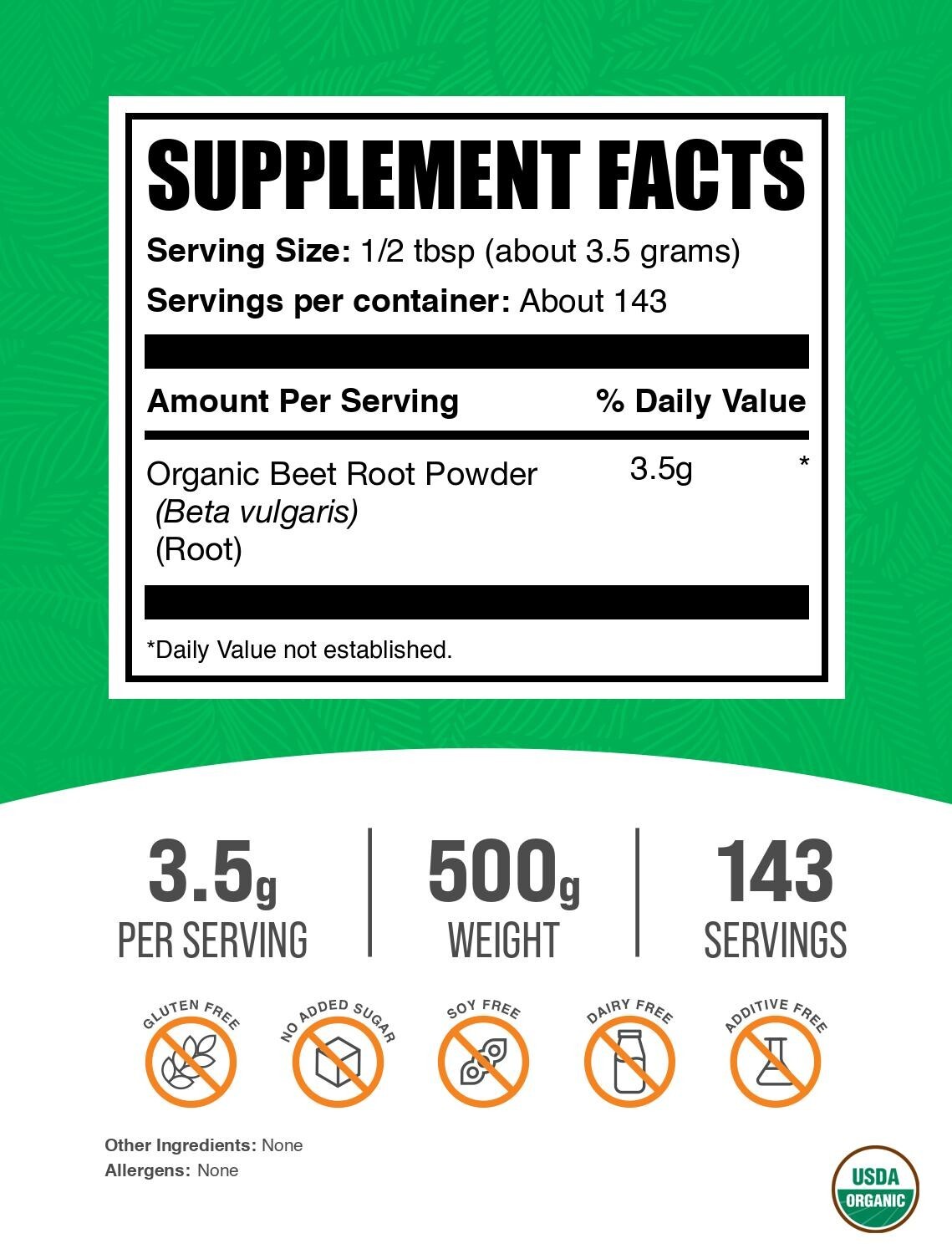 BulkSupplements Organic Beet Root Powder 500g – 3500mg Per Serving