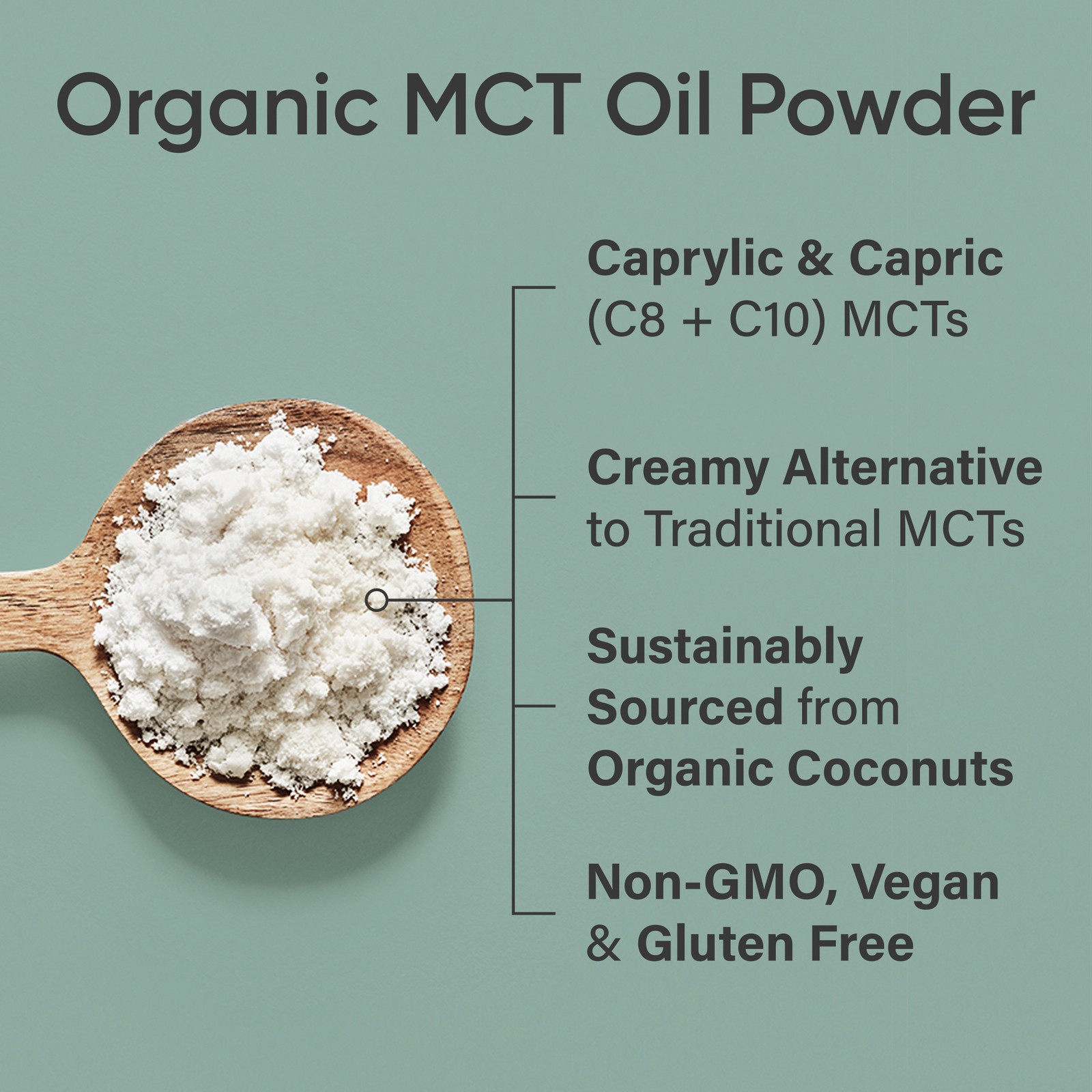 Unflavored Organic MCT Oil Powder Keto & Vegan MCTs C8 C10 Non-GMO & Gluten Free