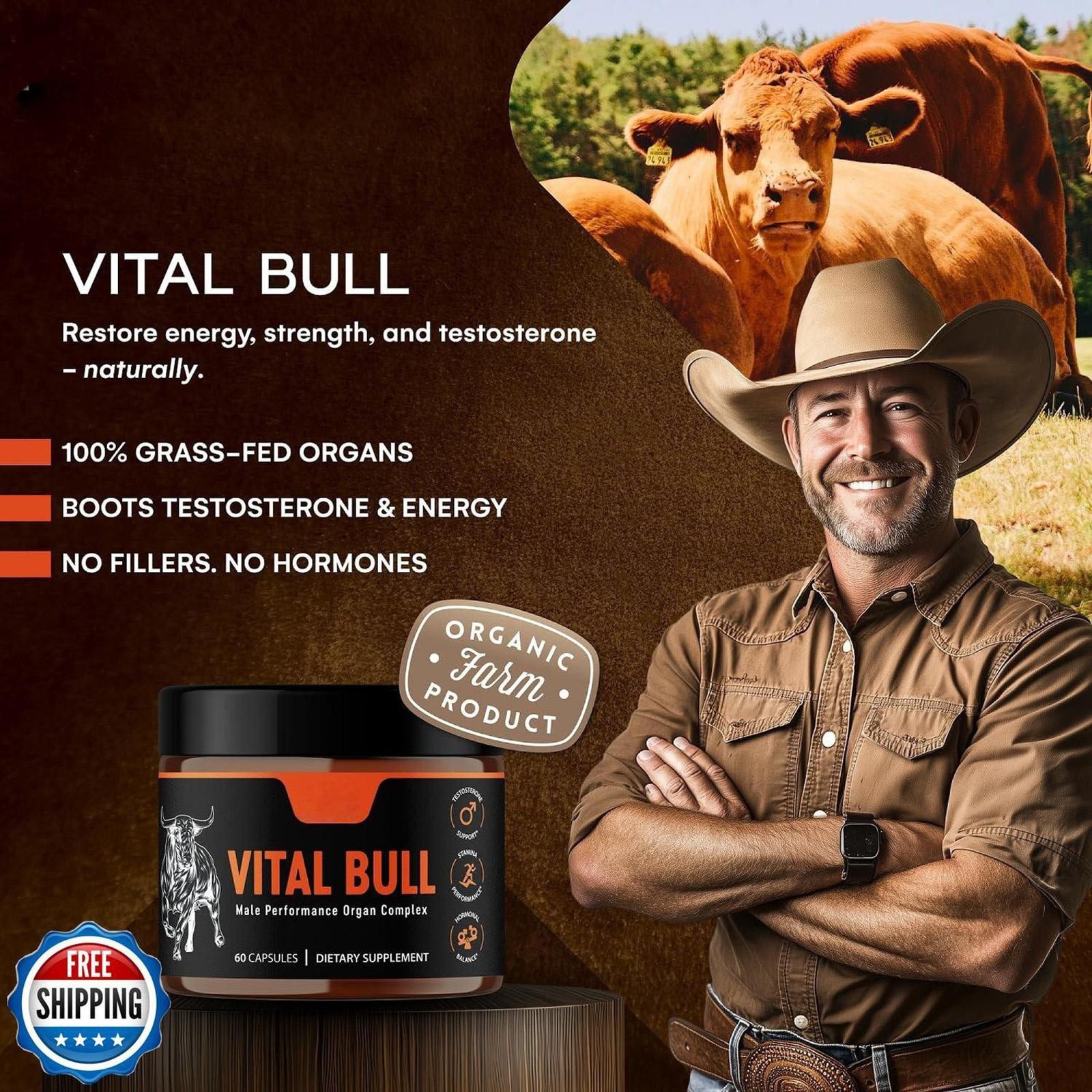 Vital Bull – Natural Men’s Wellness & Vitality Formula- 60 Caps/bottle