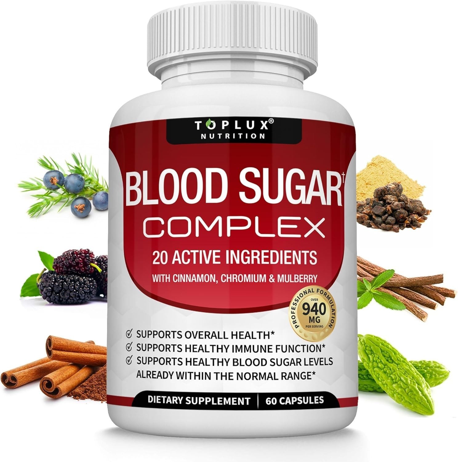 Blood Sugar Complex Capsules w/ Cinnamon, Bitter Melon & Chromium, Shipping Free