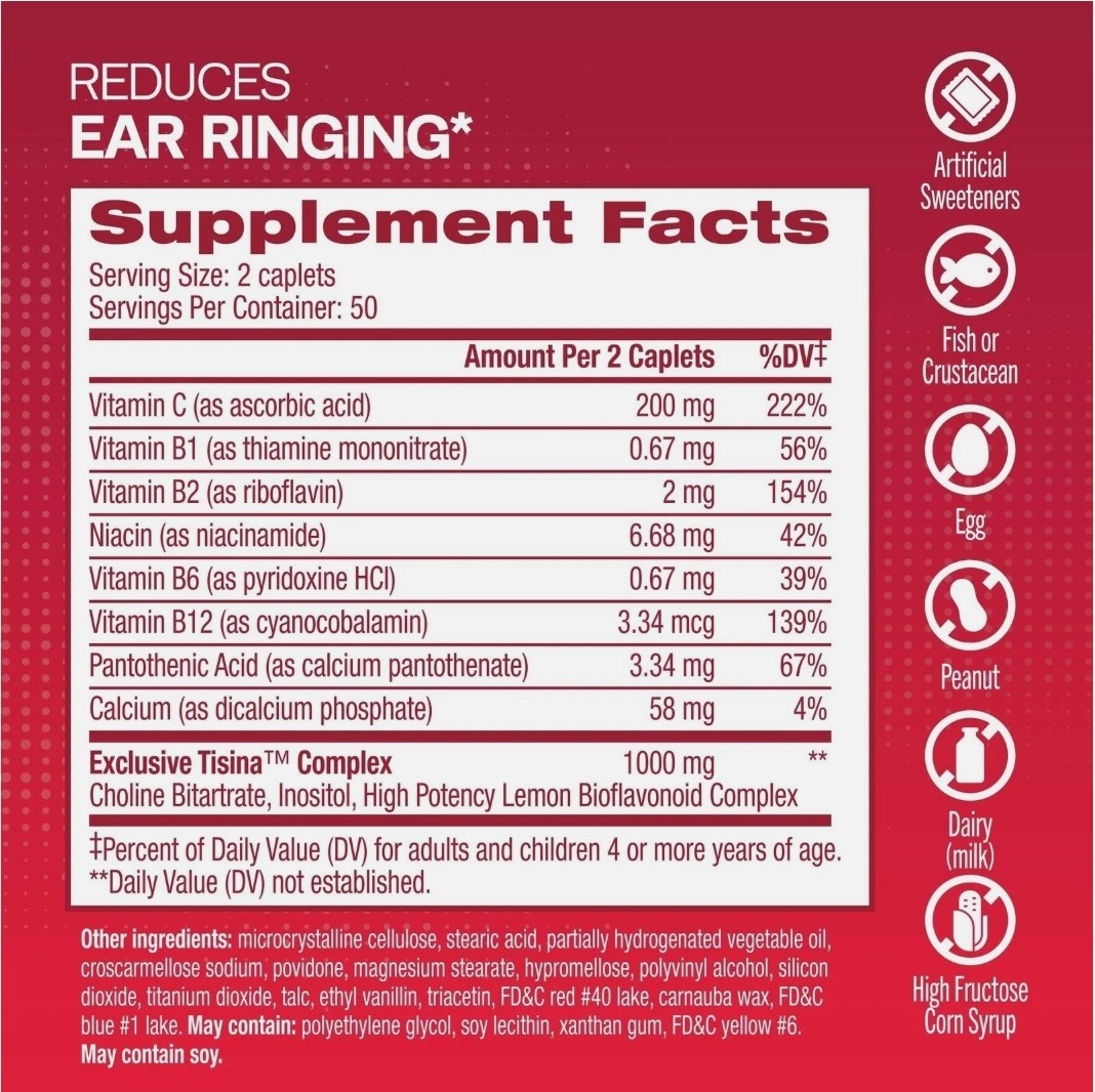 Lipo Flavonoid Tinnitus Relief For Ringing Ears Ear Health, 100 CT – Exp 2/2027+