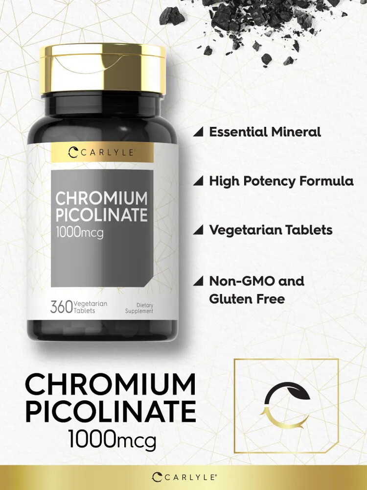 Ultra Chromium Picolinate 1000mcg | 360 Vegetarian Tablets | by Carlyle