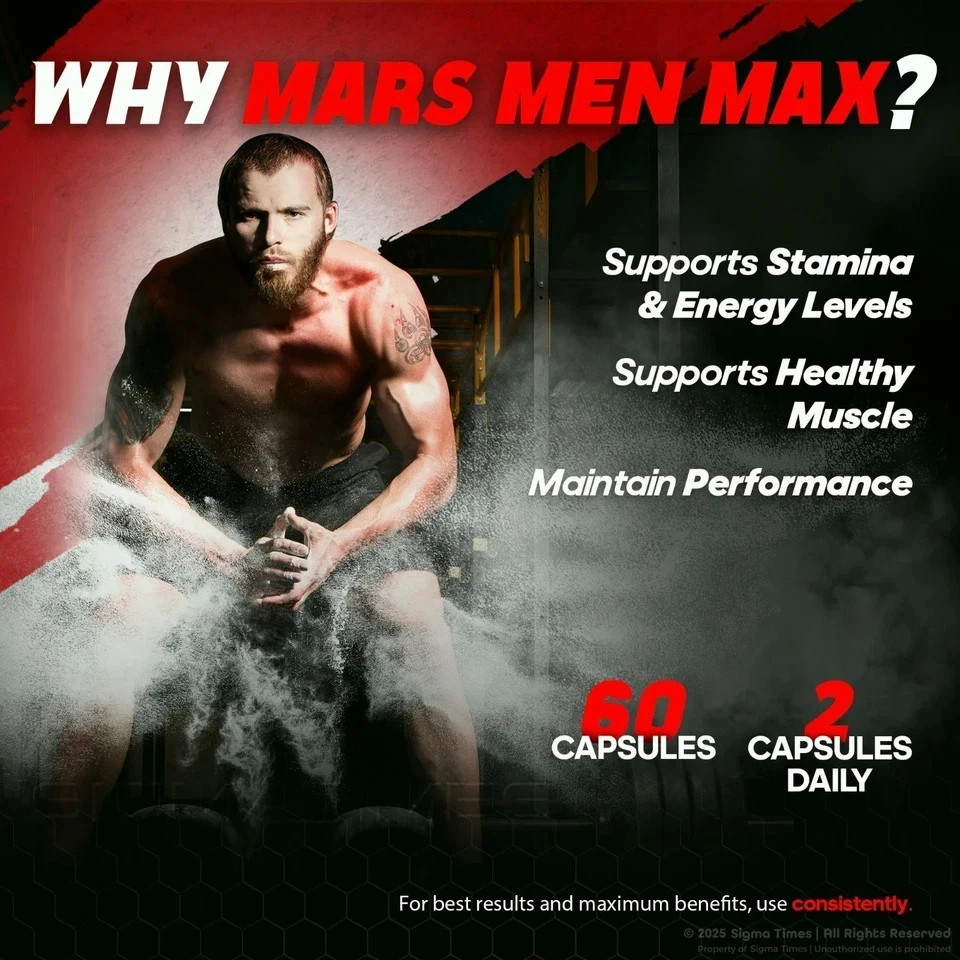 Mars Men Max Men’s Vitality & Performance Support Supplement 60caps | Pack of 1