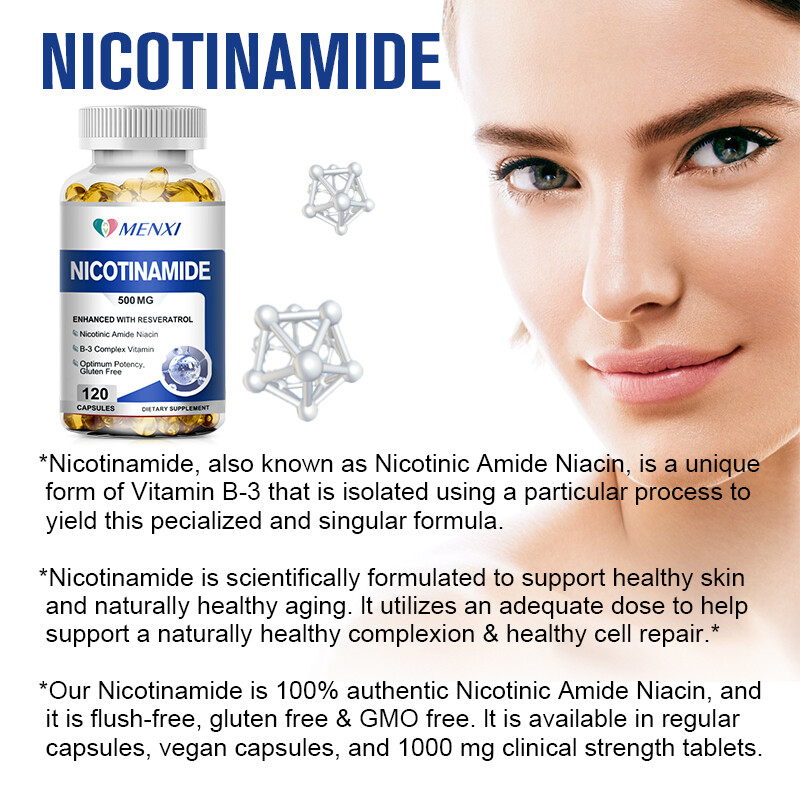 Nicotinamide 500mg Vitamin B3 Supplement – Energy Support Skin Health by MENXI